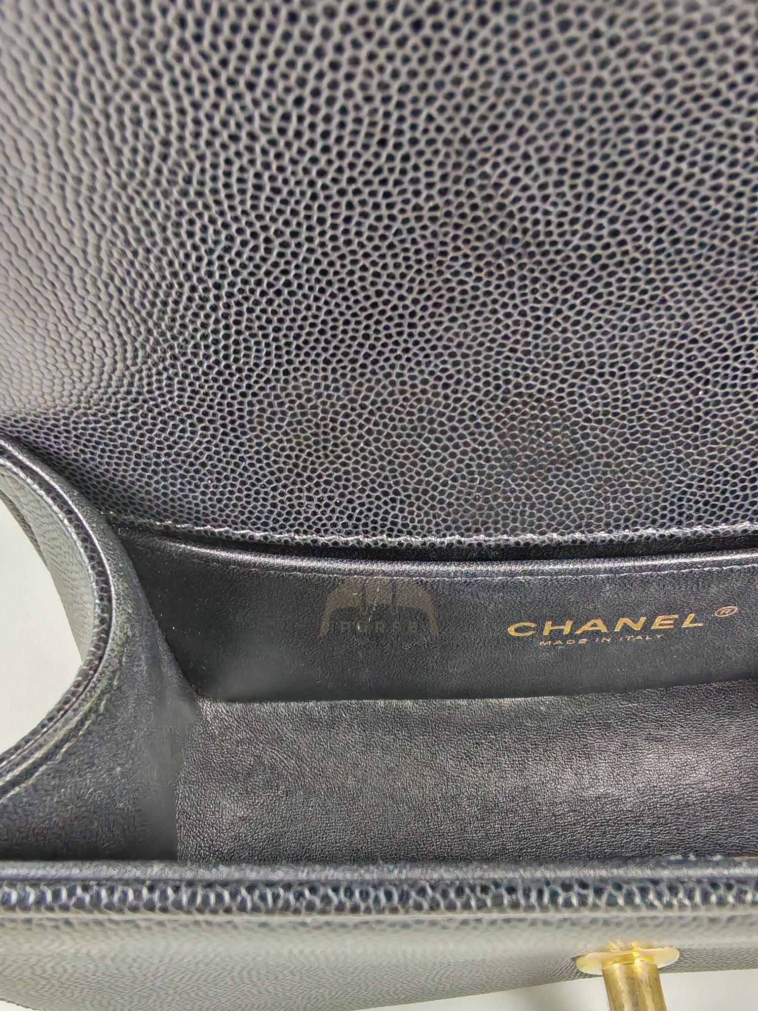 Boy Small in Black Caviar Leather & Age Gold Hardware Microchip | Purse Maison Luxury Bags Shop