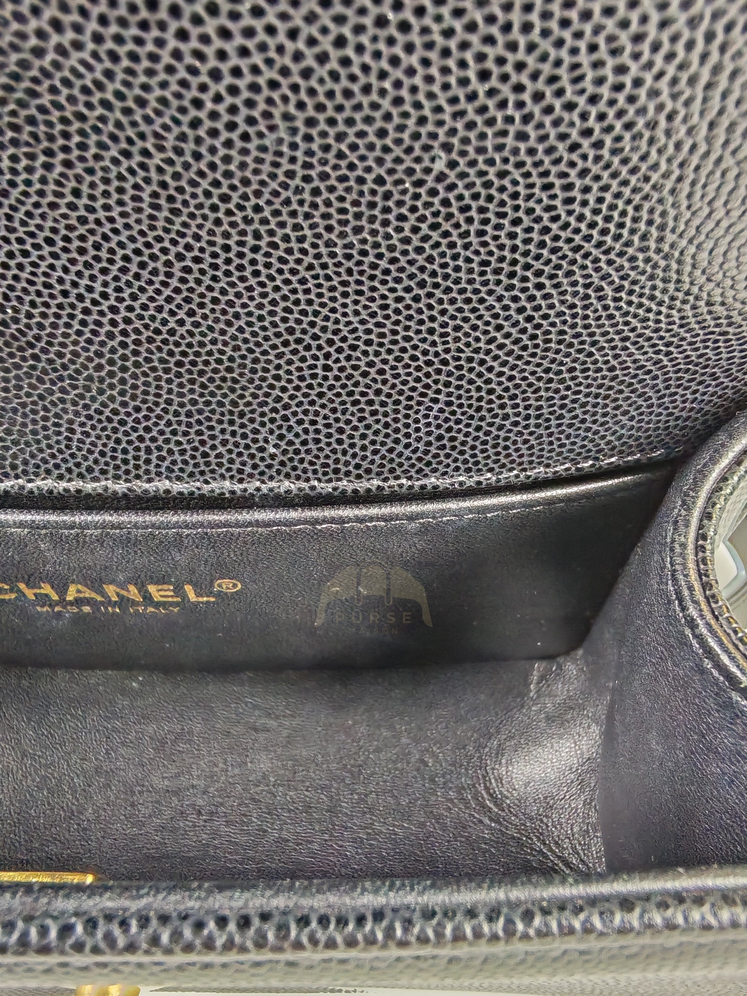 Boy Small in Black Caviar Leather & Age Gold Hardware Microchip | Purse Maison Luxury Bags Shop