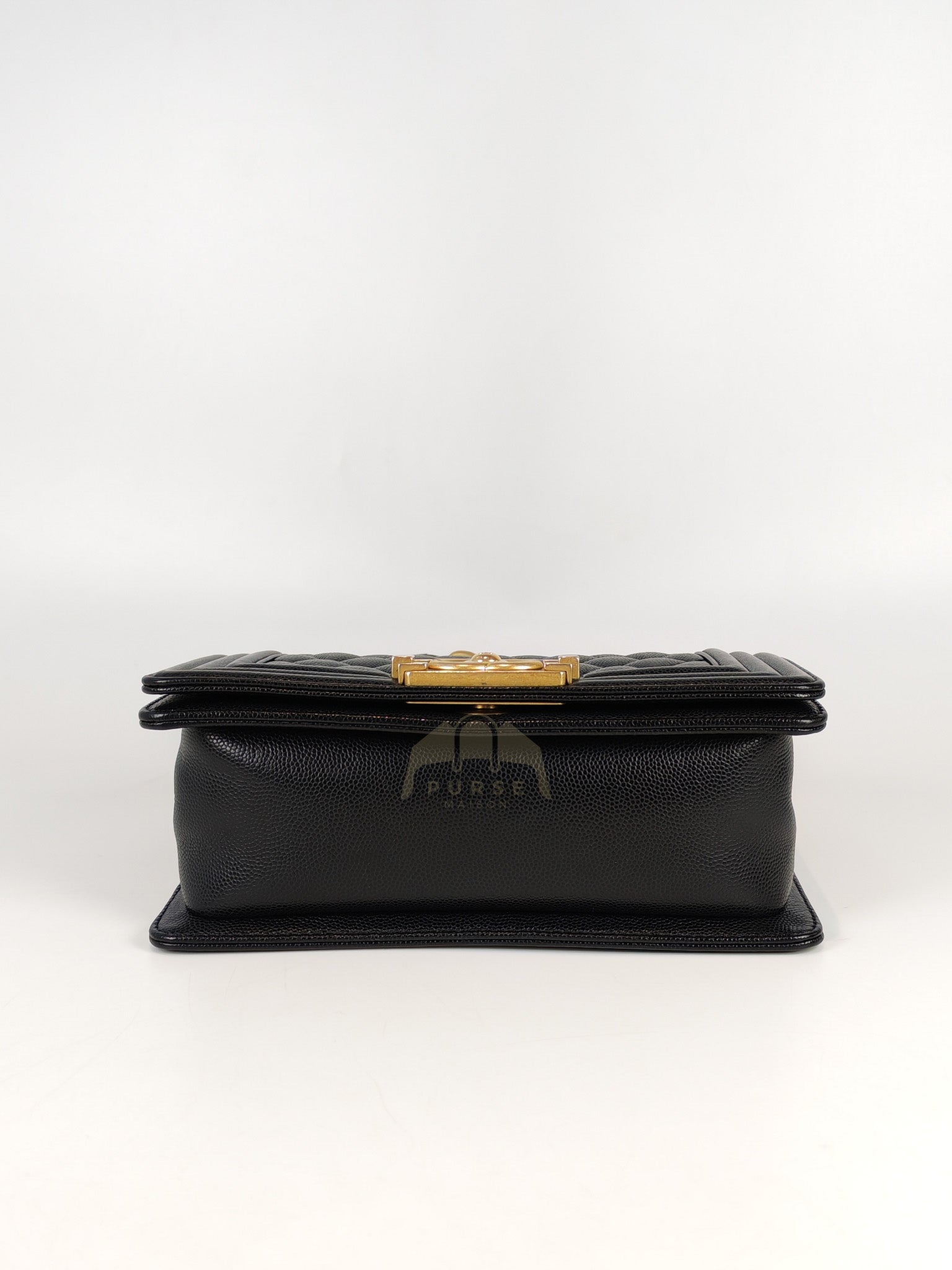 Boy Small in Black Caviar Leather & Age Gold Hardware Microchip | Purse Maison Luxury Bags Shop