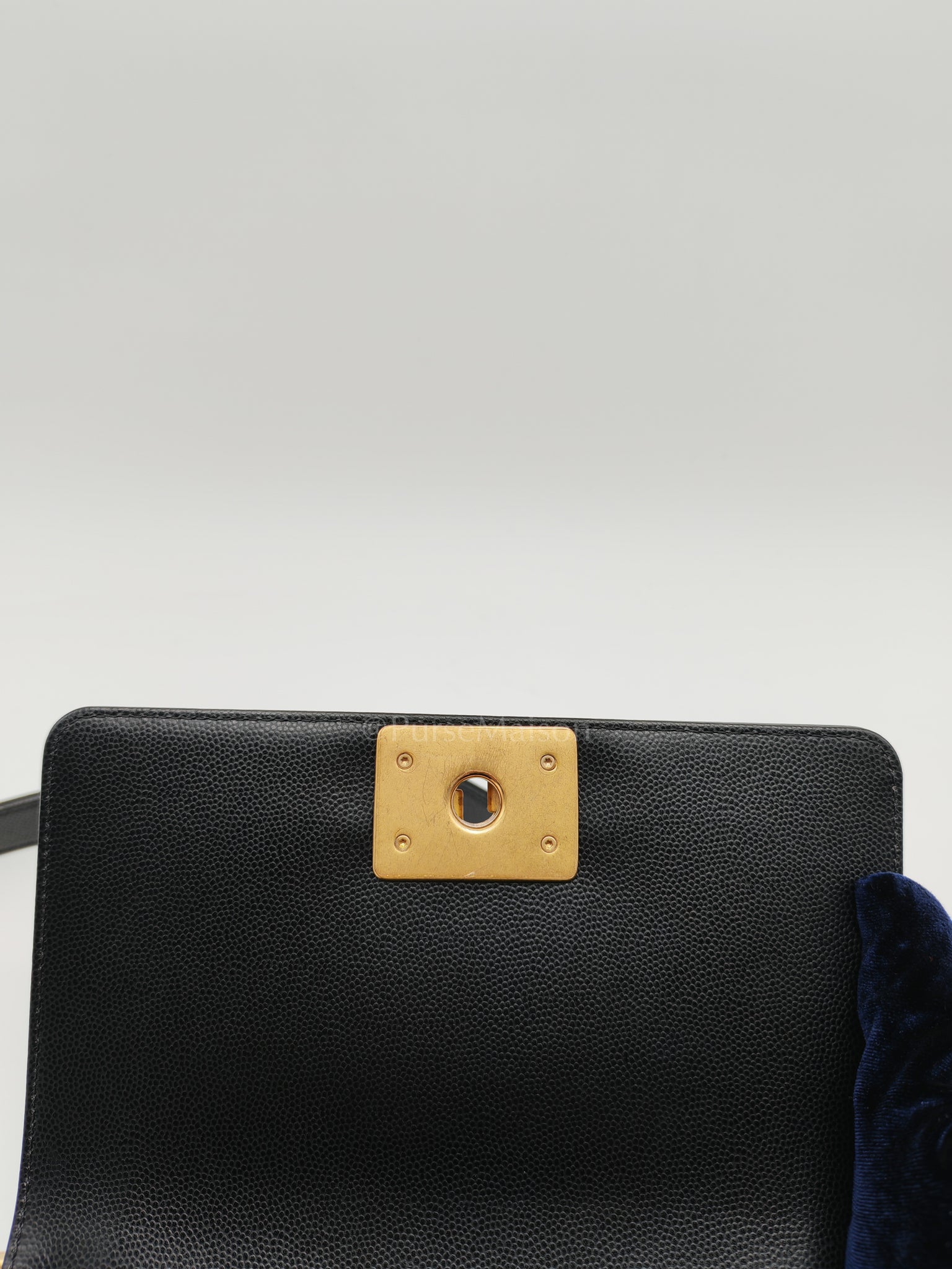Boy Small in Black Caviar Leather and Aged Gold Hardware (Microchip) | Purse Maison Luxury Bags Shop