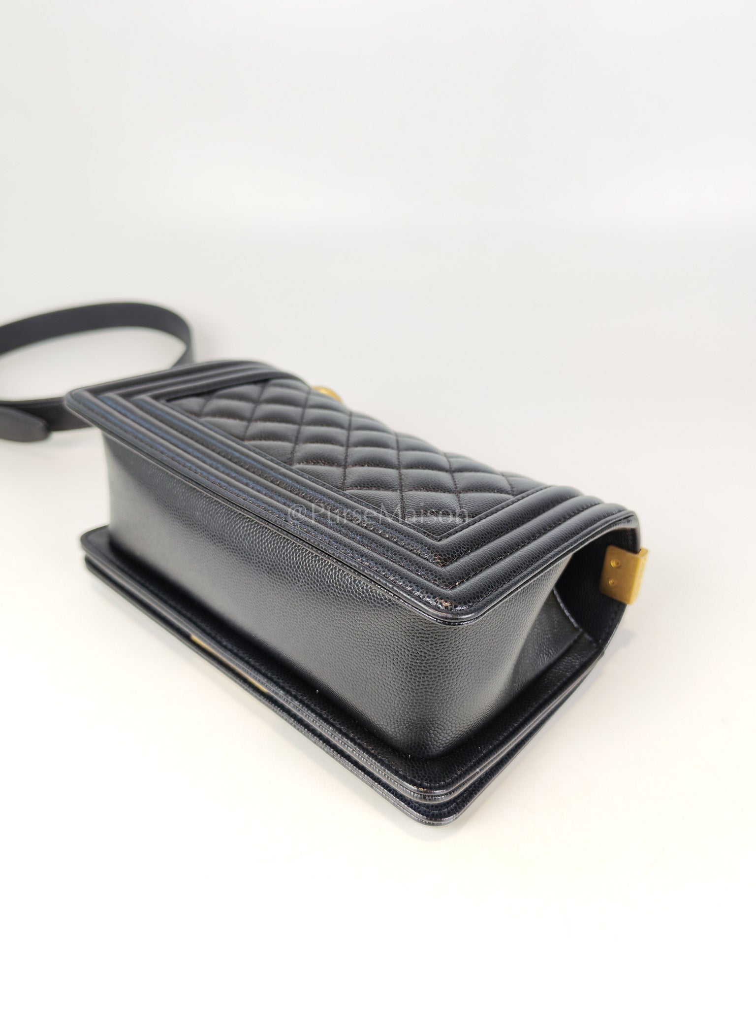 Boy Small in Black Caviar Leather and Aged Gold Hardware Series 31 | Purse Maison Luxury Bags Shop