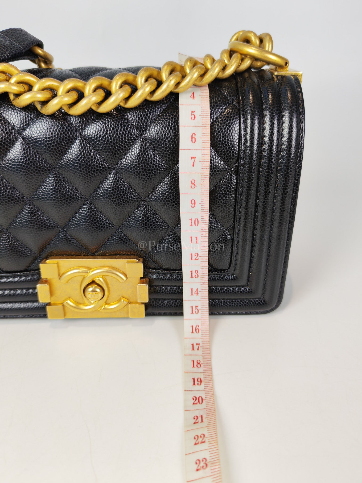 Boy Small in Black Caviar Leather and Aged Gold Hardware Series 31 | Purse Maison Luxury Bags Shop
