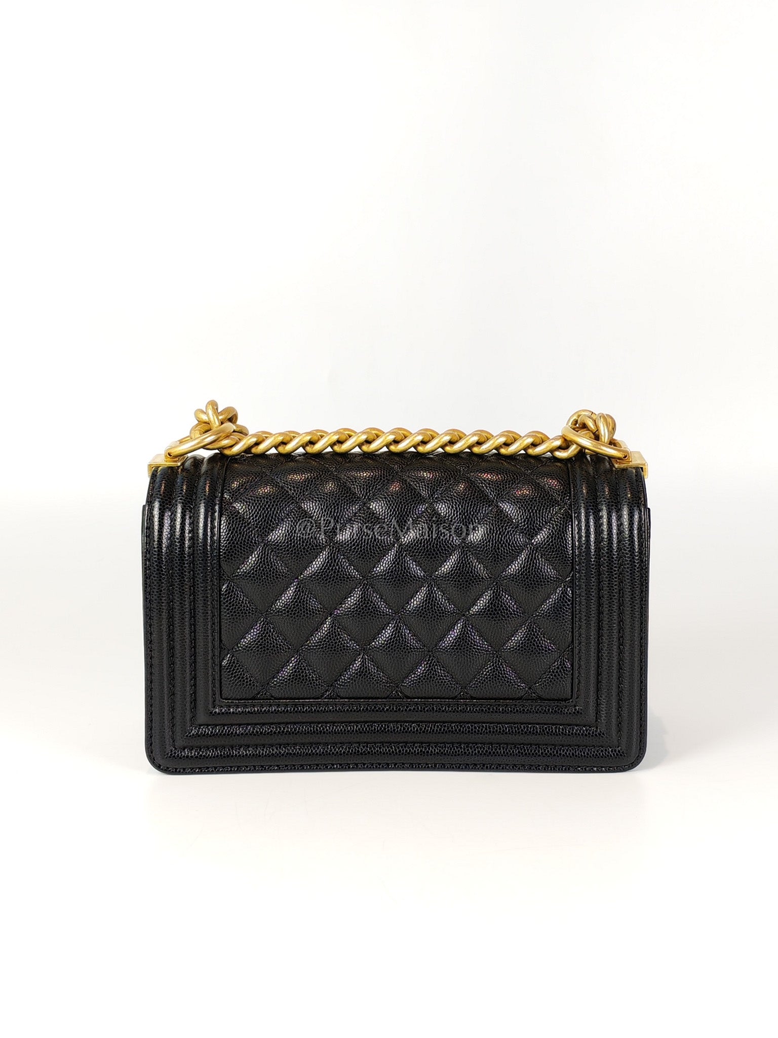 Boy Small in Black Caviar Leather and Aged Gold Hardware Series 31 | Purse Maison Luxury Bags Shop
