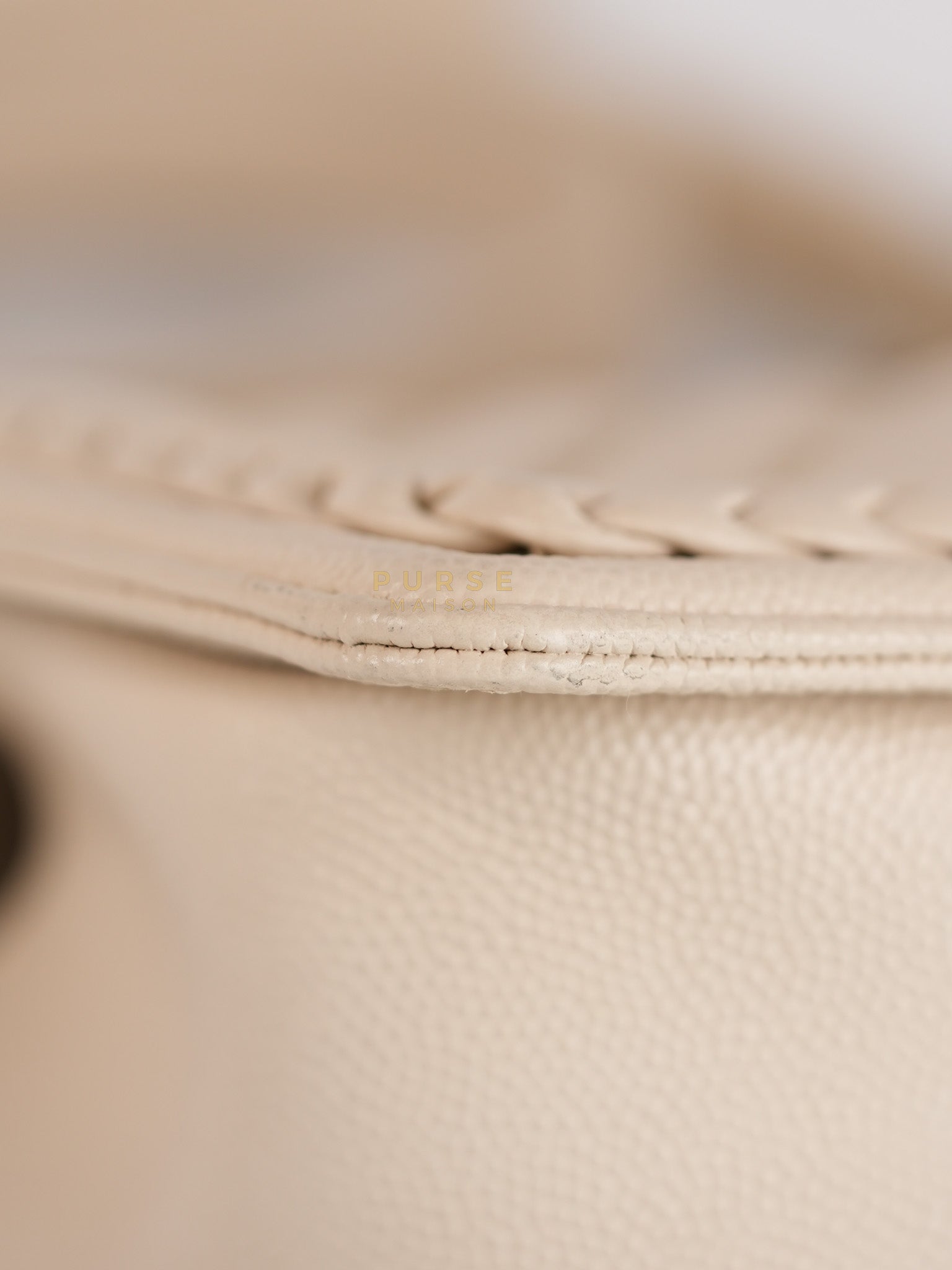 Boy Small in Cream Chevron Caviar Leather Aged Gold Hardware Series 25 | Purse Maison Luxury Bags Shop