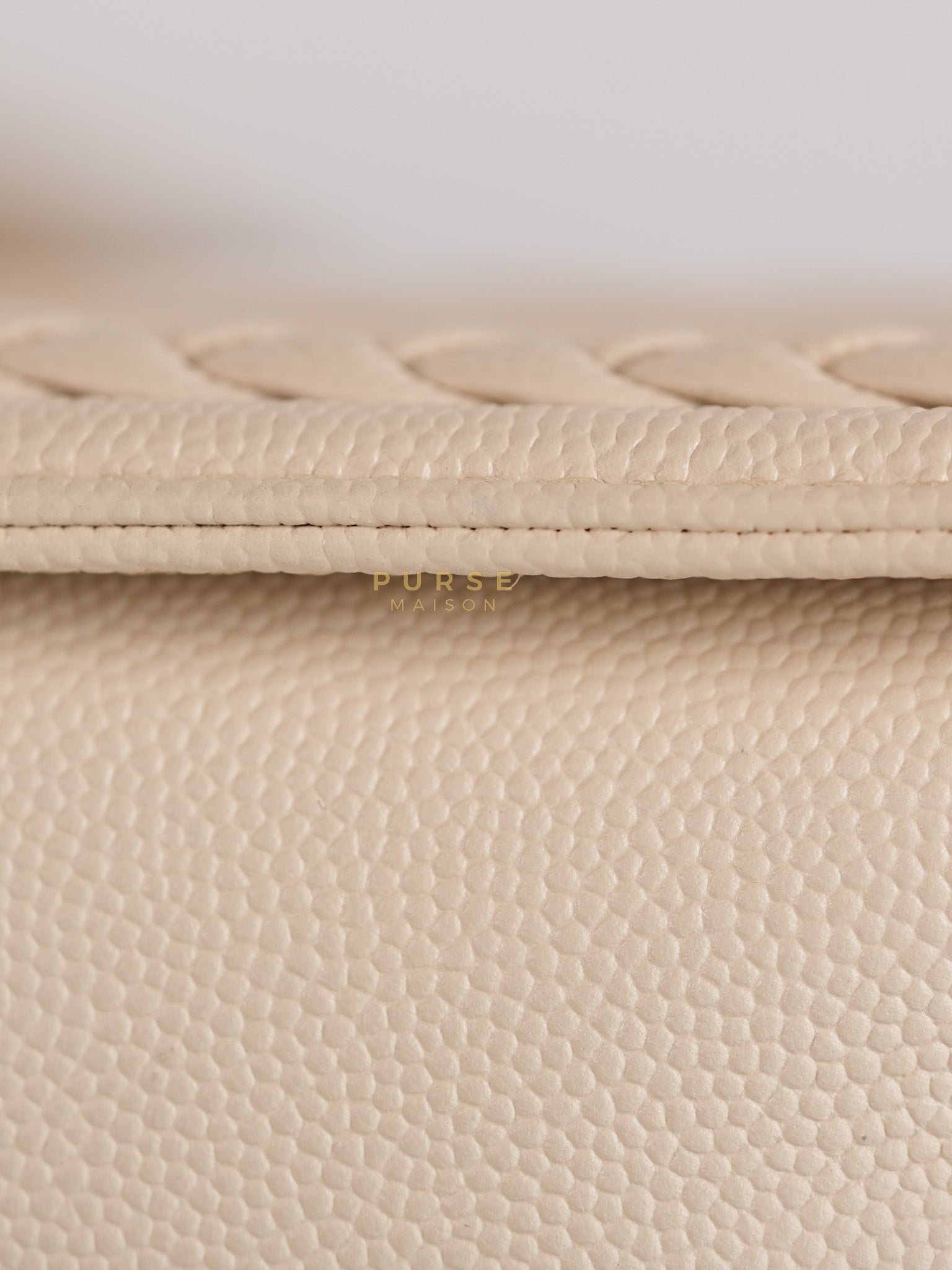 Boy Small in Cream Chevron Caviar Leather Aged Gold Hardware Series 25 | Purse Maison Luxury Bags Shop