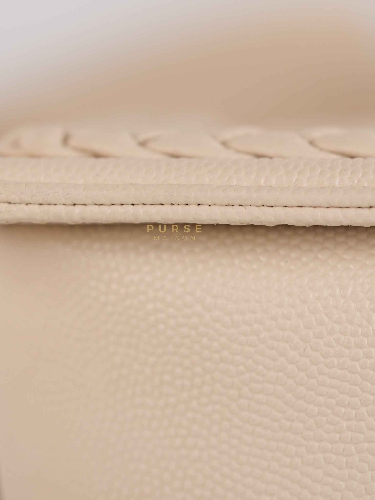 Boy Small in Cream Chevron Caviar Leather Aged Gold Hardware Series 25 | Purse Maison Luxury Bags Shop