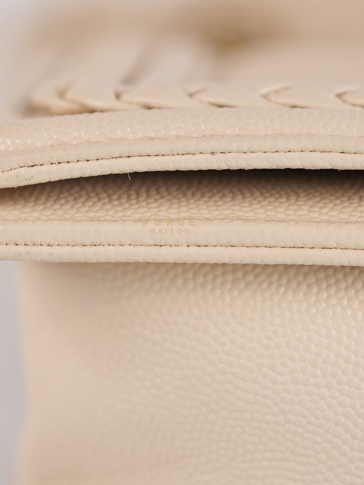 Boy Small in Cream Chevron Caviar Leather Aged Gold Hardware Series 25 | Purse Maison Luxury Bags Shop