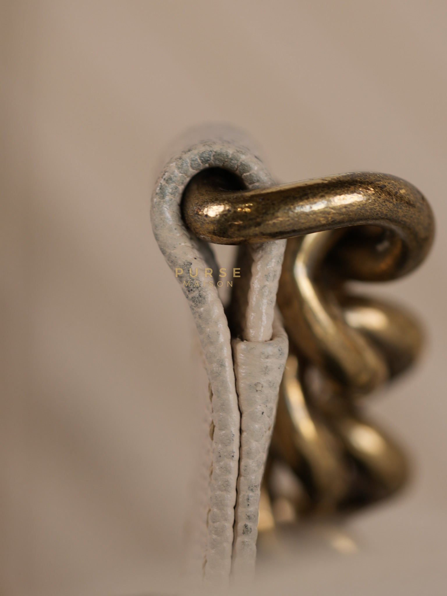 Boy Small in Cream Chevron Caviar Leather Aged Gold Hardware Series 25 | Purse Maison Luxury Bags Shop