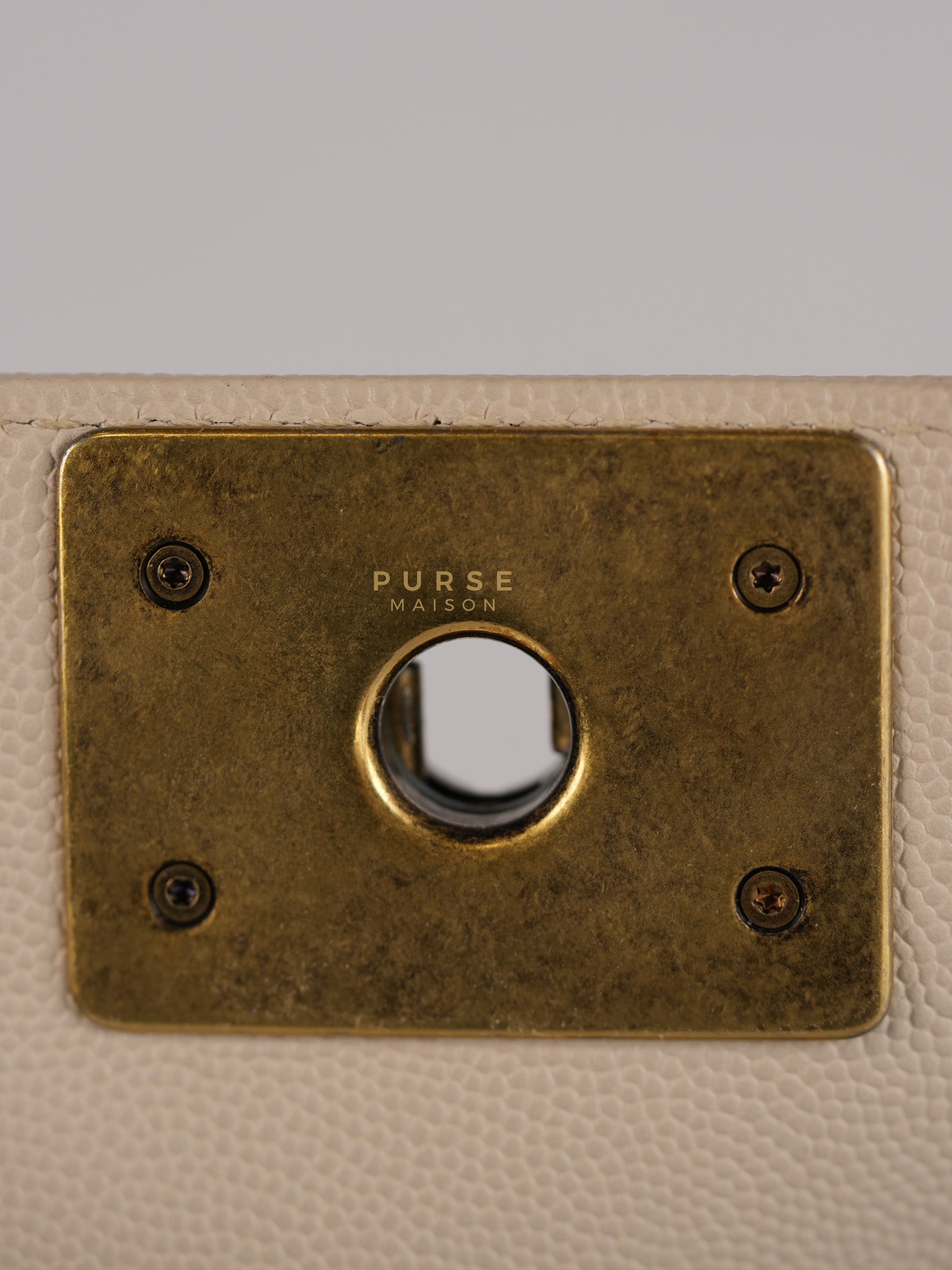 Boy Small in Cream Chevron Caviar Leather Aged Gold Hardware Series 25 | Purse Maison Luxury Bags Shop