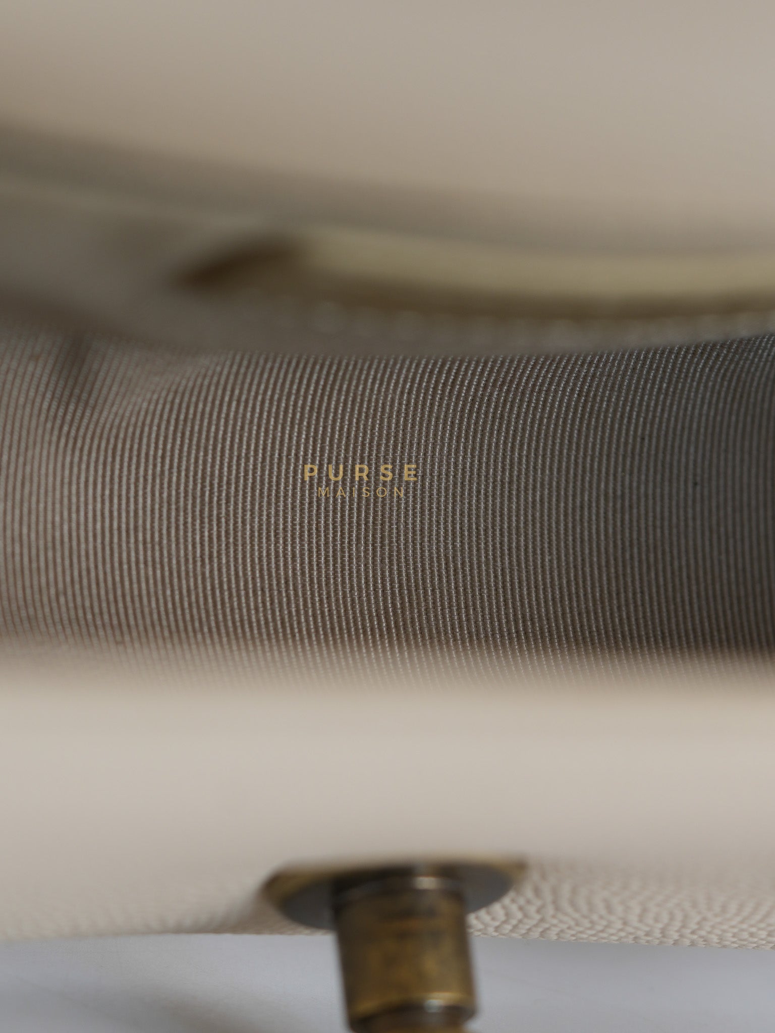 Boy Small in Cream Chevron Caviar Leather Aged Gold Hardware Series 25 | Purse Maison Luxury Bags Shop