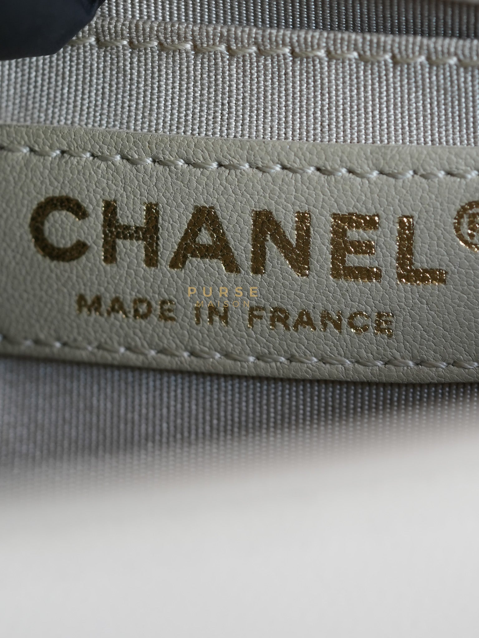 Boy Small in Cream Chevron Caviar Leather Aged Gold Hardware Series 25 | Purse Maison Luxury Bags Shop