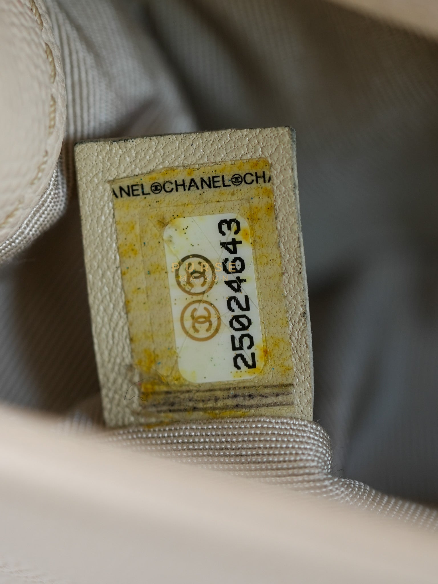 Boy Small in Cream Chevron Caviar Leather Aged Gold Hardware Series 25 | Purse Maison Luxury Bags Shop