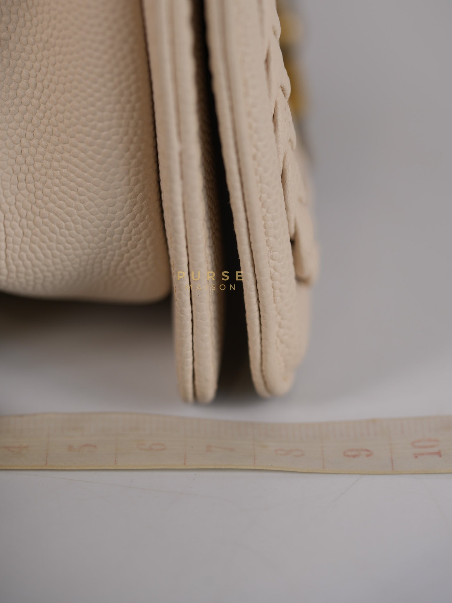 Boy Small in Cream Chevron Caviar Leather Aged Gold Hardware Series 25 | Purse Maison Luxury Bags Shop