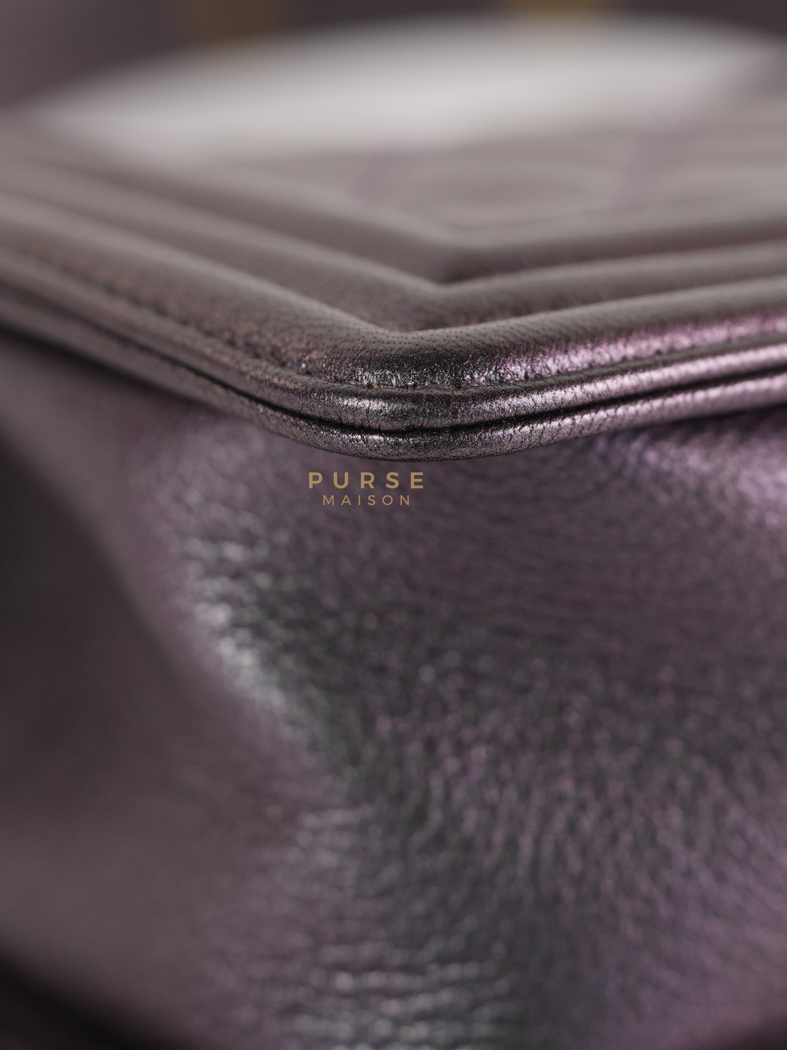 Boy Small in Iridescent Purple Quilted Calfskin Leather & Ruthenium Purple Hardware Series 21 | Purse Maison Luxury Bags Shop