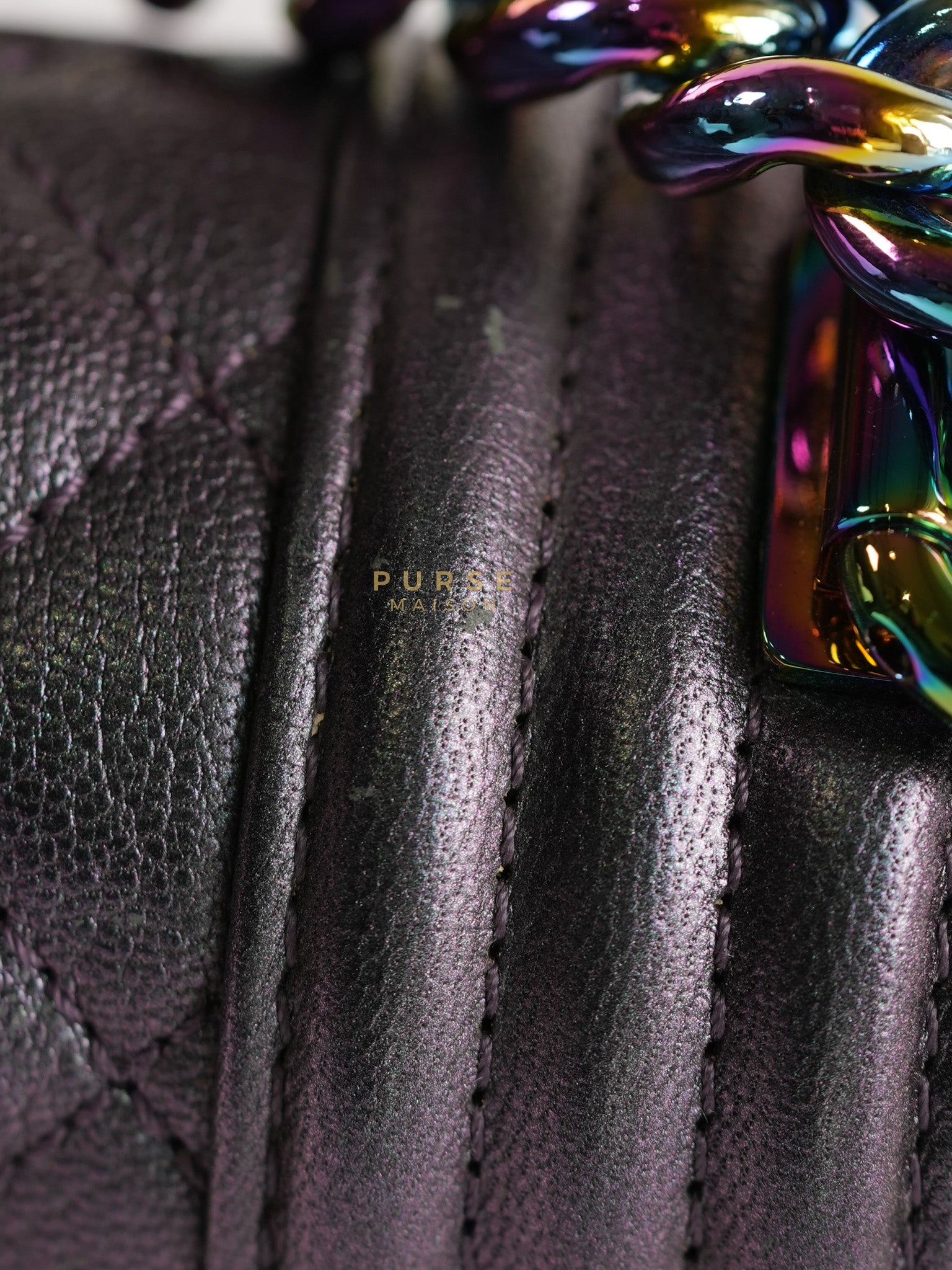 Boy Small in Iridescent Purple Quilted Calfskin Leather & Ruthenium Purple Hardware Series 21 | Purse Maison Luxury Bags Shop