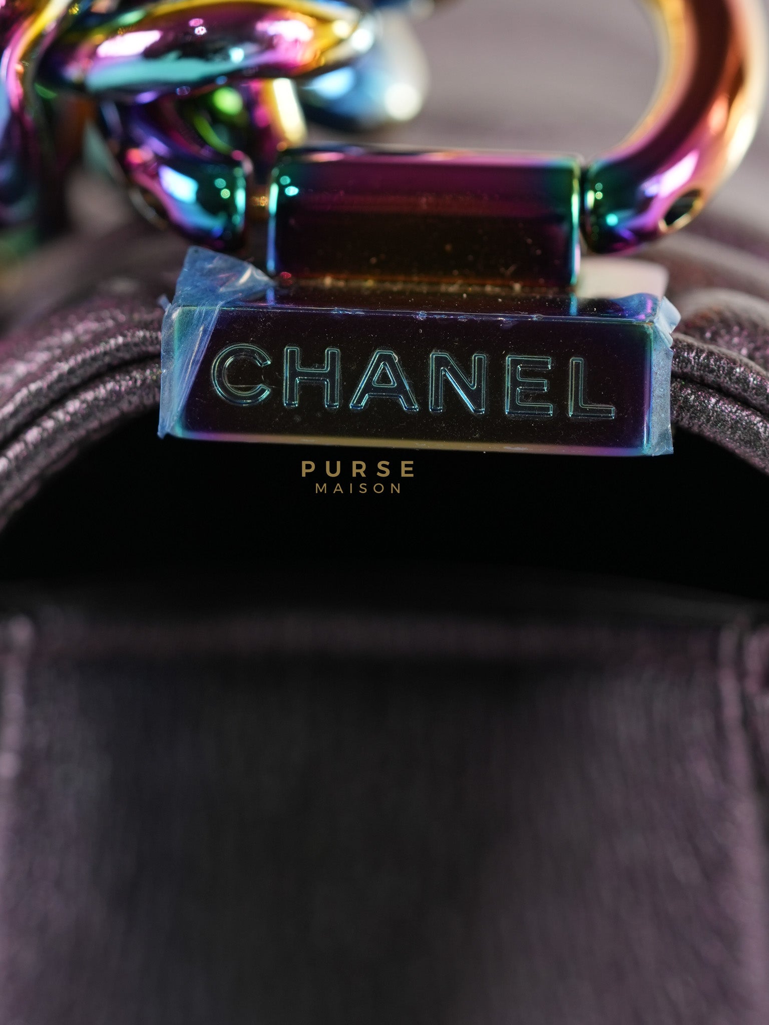 Boy Small in Iridescent Purple Quilted Calfskin Leather & Ruthenium Purple Hardware Series 21 | Purse Maison Luxury Bags Shop