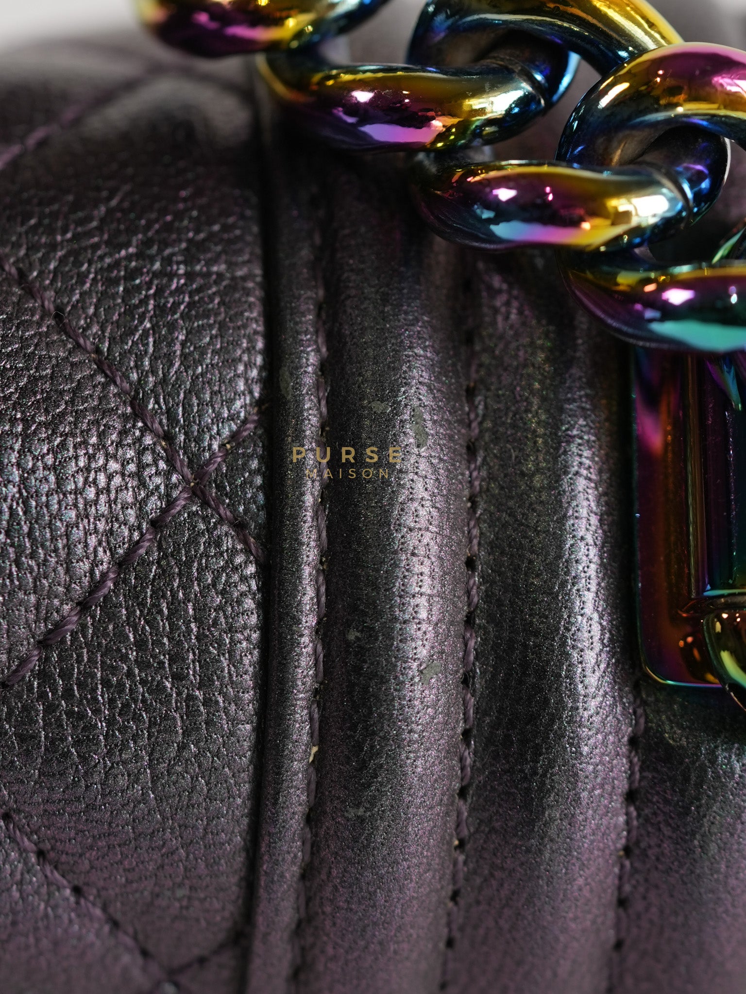Boy Small in Iridescent Purple Quilted Calfskin Leather & Ruthenium Purple Hardware Series 21 | Purse Maison Luxury Bags Shop