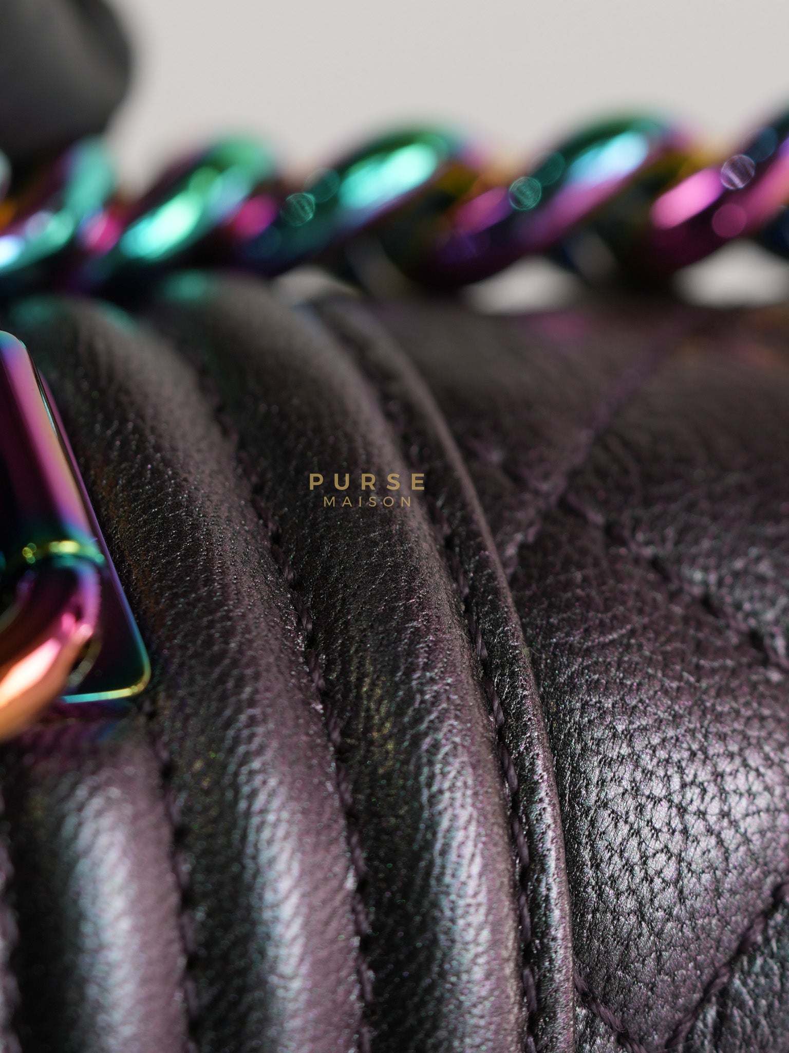 Boy Small in Iridescent Purple Quilted Calfskin Leather & Ruthenium Purple Hardware Series 21 | Purse Maison Luxury Bags Shop