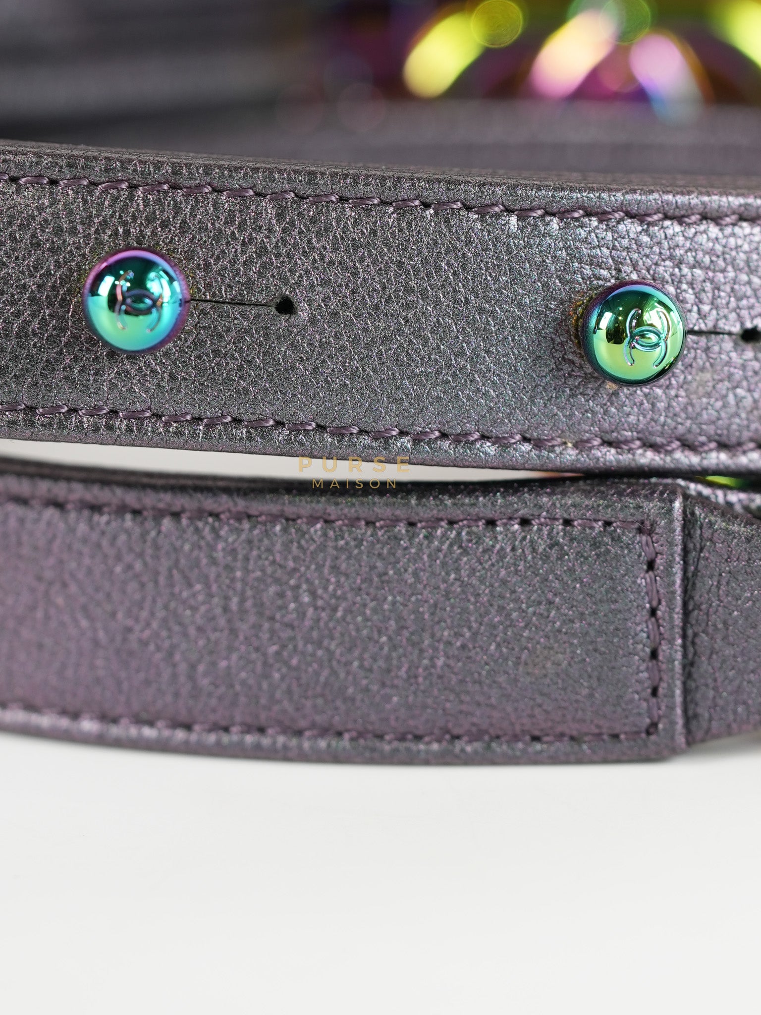 Boy Small in Iridescent Purple Quilted Calfskin Leather & Ruthenium Purple Hardware Series 21 | Purse Maison Luxury Bags Shop