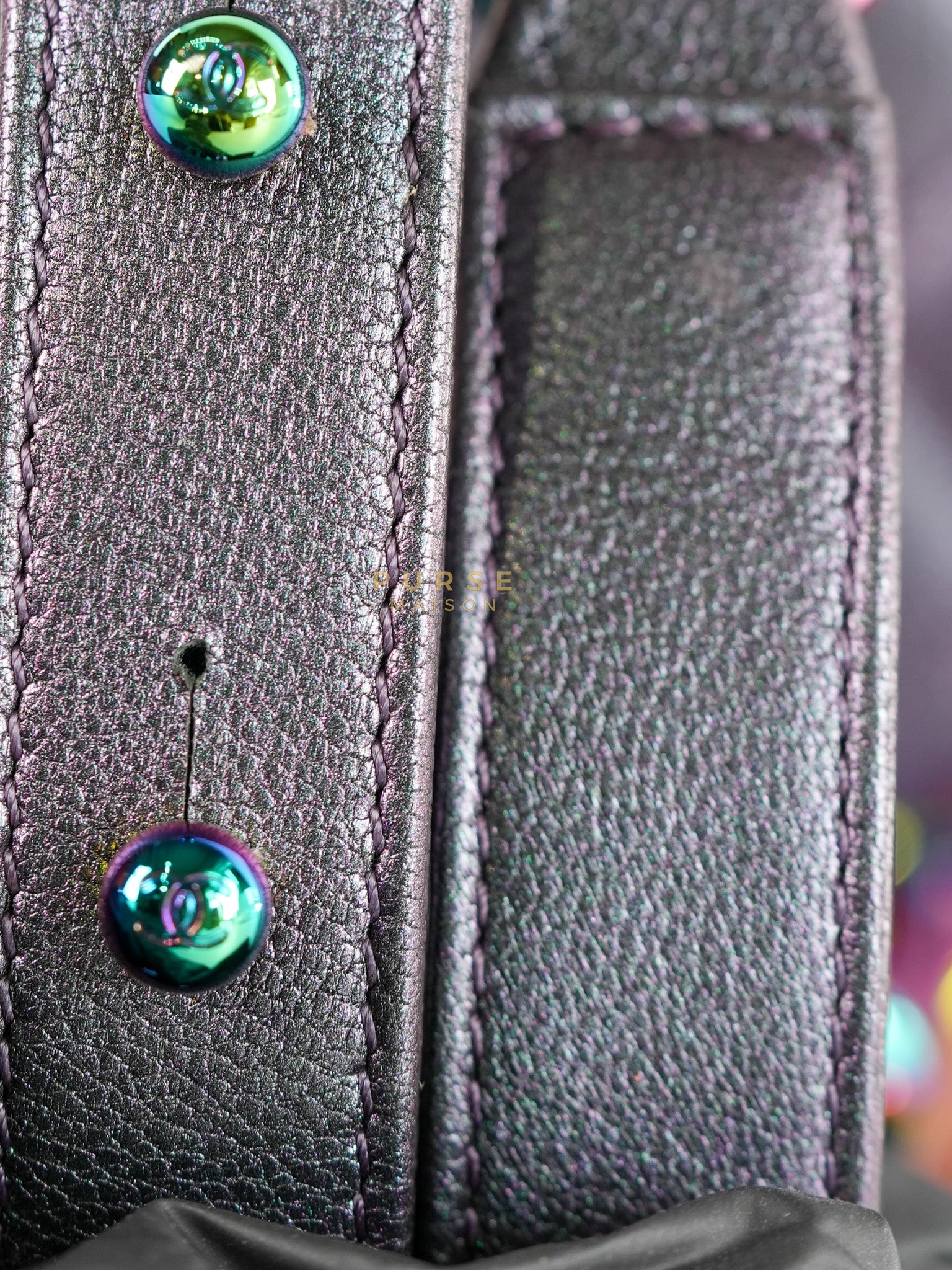 Boy Small in Iridescent Purple Quilted Calfskin Leather & Ruthenium Purple Hardware Series 21 | Purse Maison Luxury Bags Shop