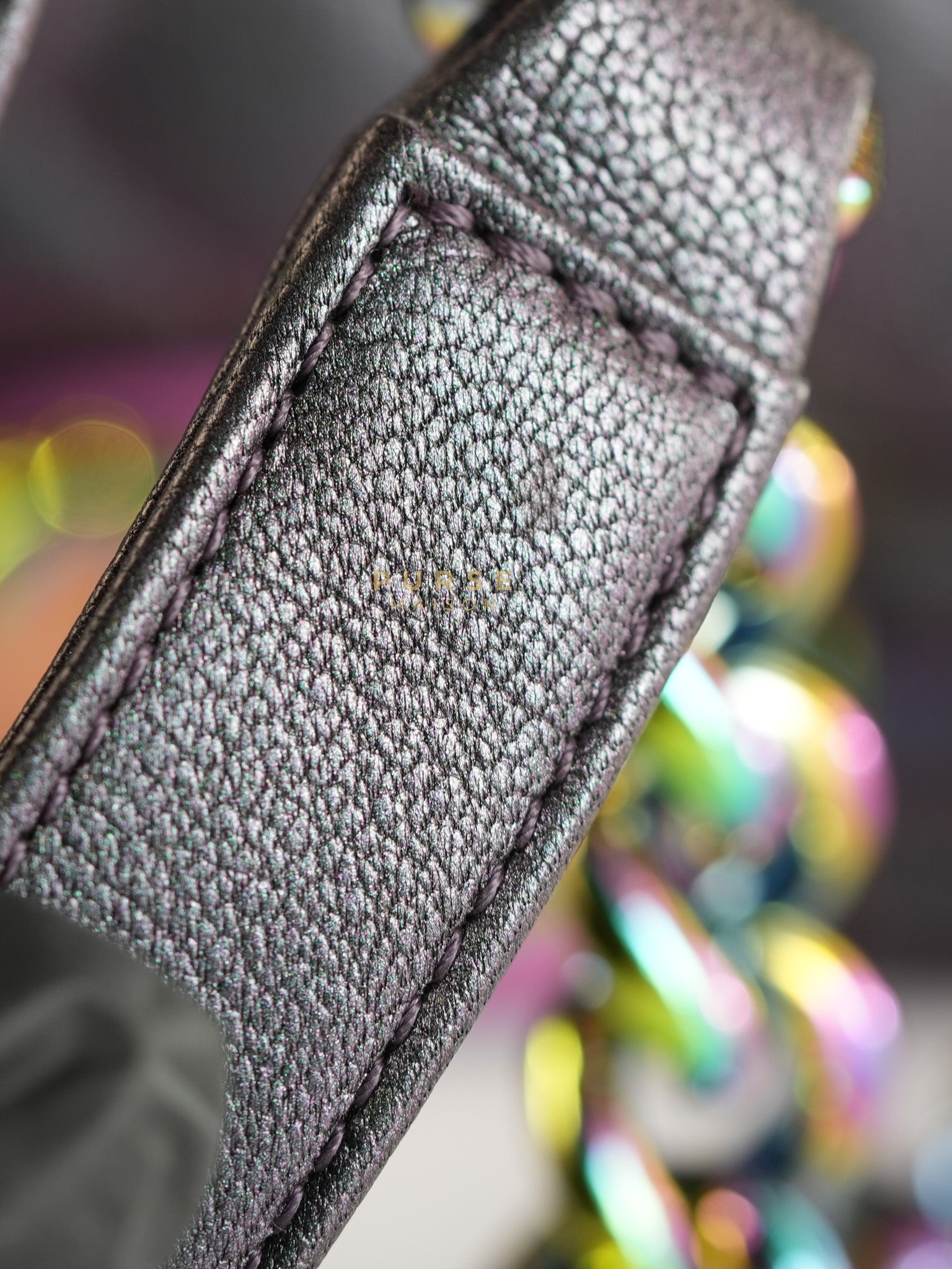 Boy Small in Iridescent Purple Quilted Calfskin Leather & Ruthenium Purple Hardware Series 21 | Purse Maison Luxury Bags Shop