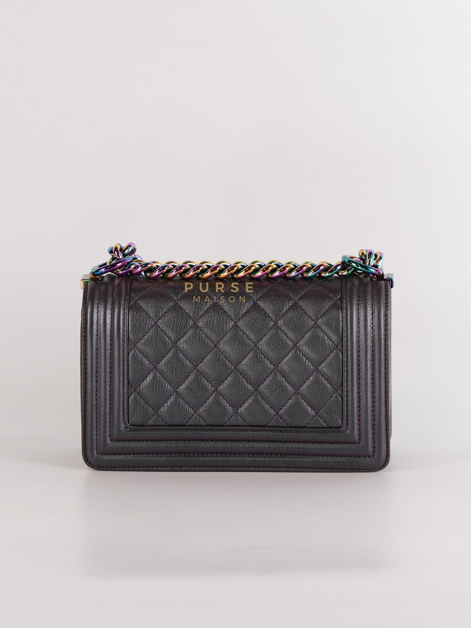 Boy Small in Iridescent Purple Quilted Calfskin Leather & Ruthenium Purple Hardware Series 21 | Purse Maison Luxury Bags Shop