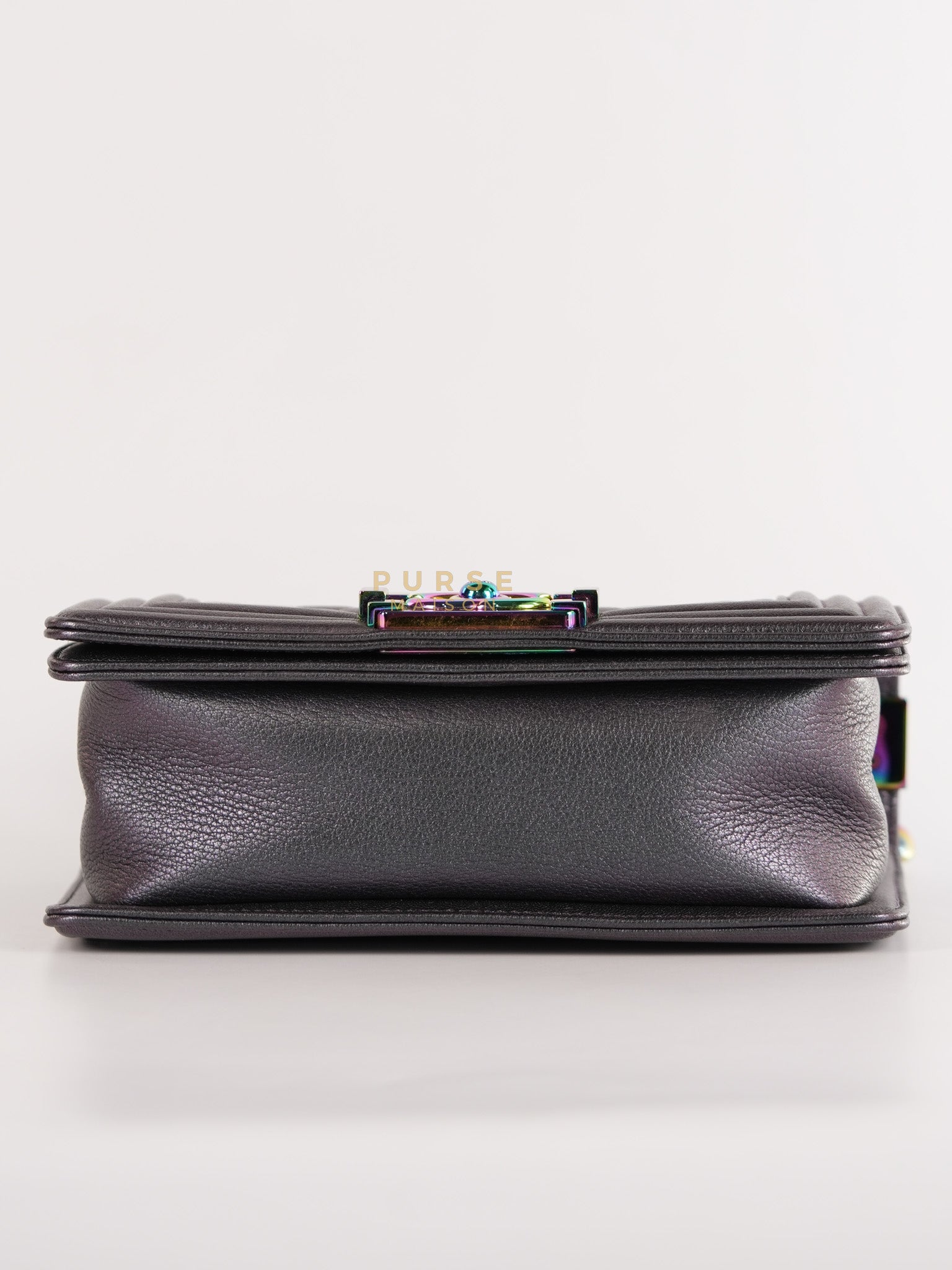 Boy Small in Iridescent Purple Quilted Calfskin Leather & Ruthenium Purple Hardware Series 21 | Purse Maison Luxury Bags Shop