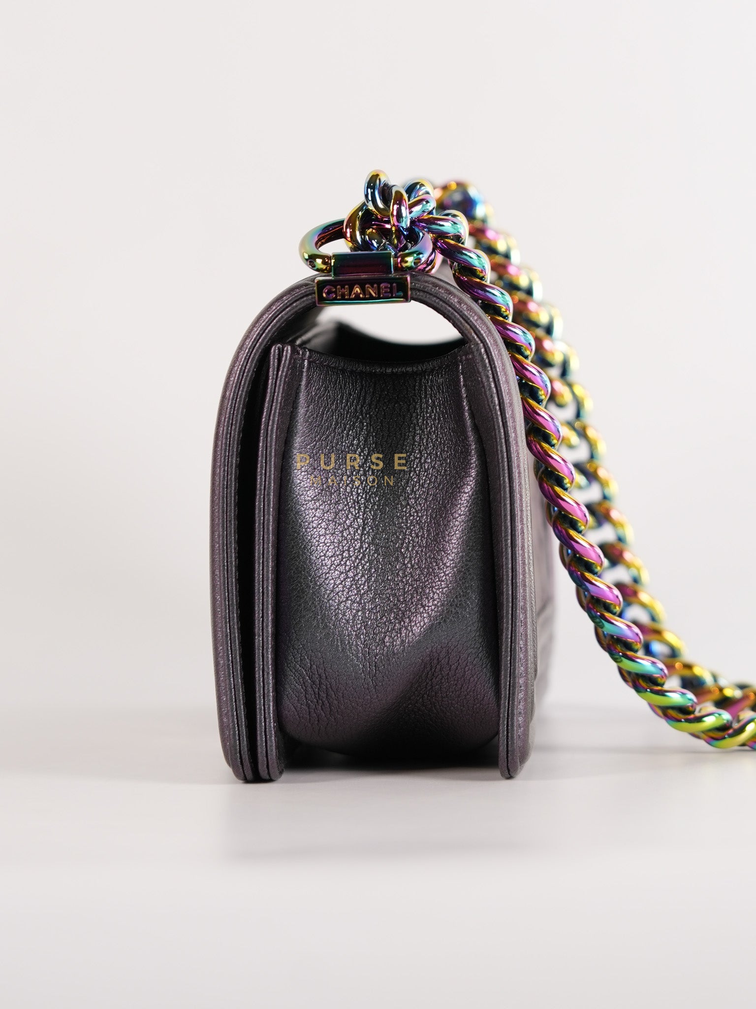 Boy Small in Iridescent Purple Quilted Calfskin Leather & Ruthenium Purple Hardware Series 21 | Purse Maison Luxury Bags Shop