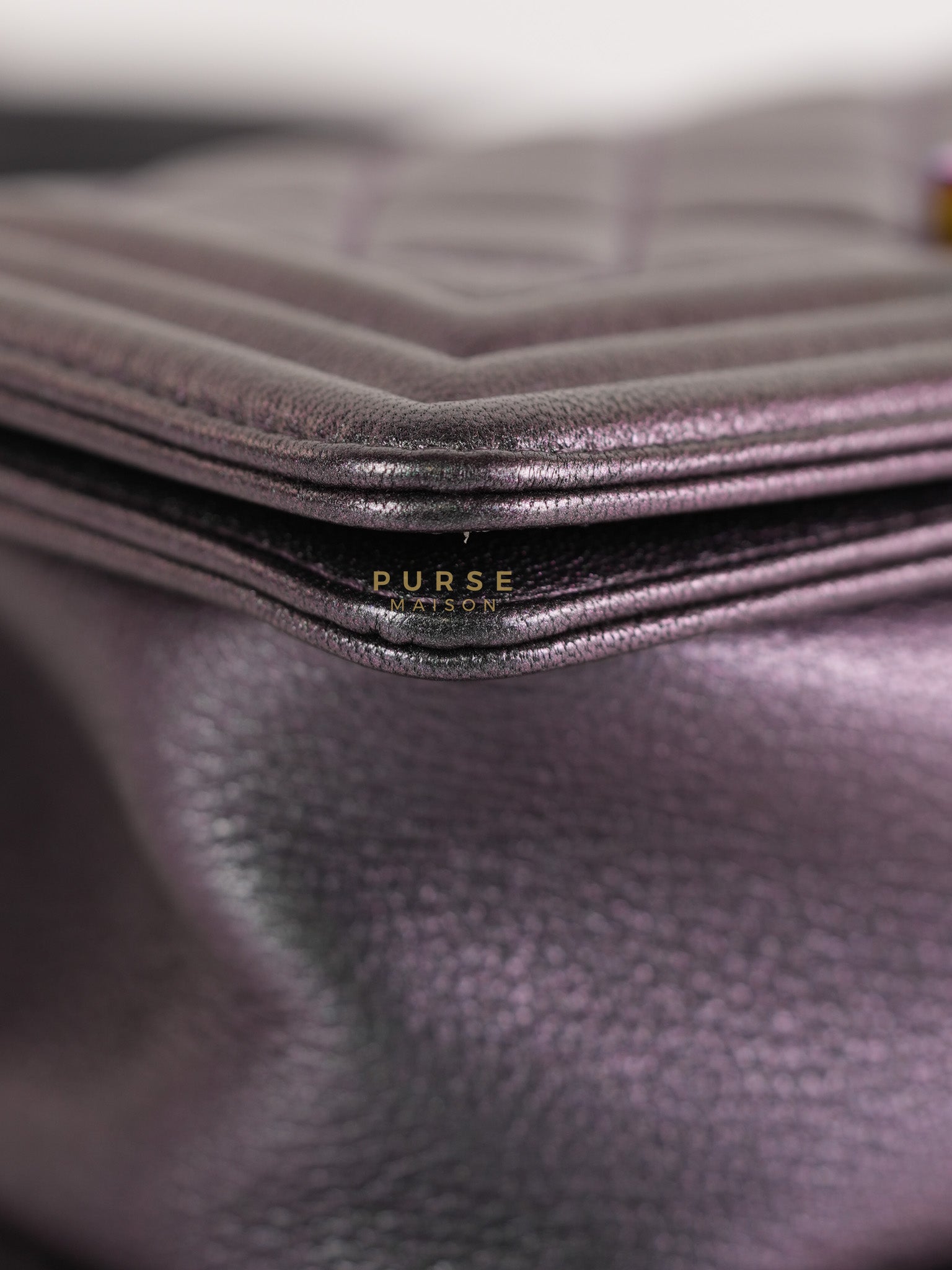 Boy Small in Iridescent Purple Quilted Calfskin Leather & Ruthenium Purple Hardware Series 21 | Purse Maison Luxury Bags Shop