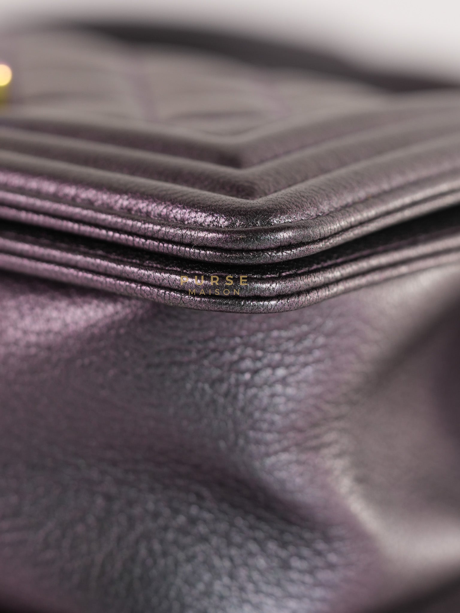 Boy Small in Iridescent Purple Quilted Calfskin Leather & Ruthenium Purple Hardware Series 21 | Purse Maison Luxury Bags Shop