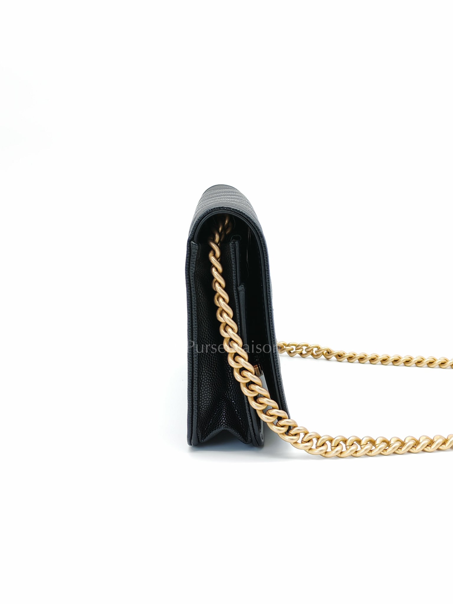 Boy Wallet On Chain Black Caviar Leather in Aged Gold Hardware(Series 30) | Purse Maison Luxury Bags Shop
