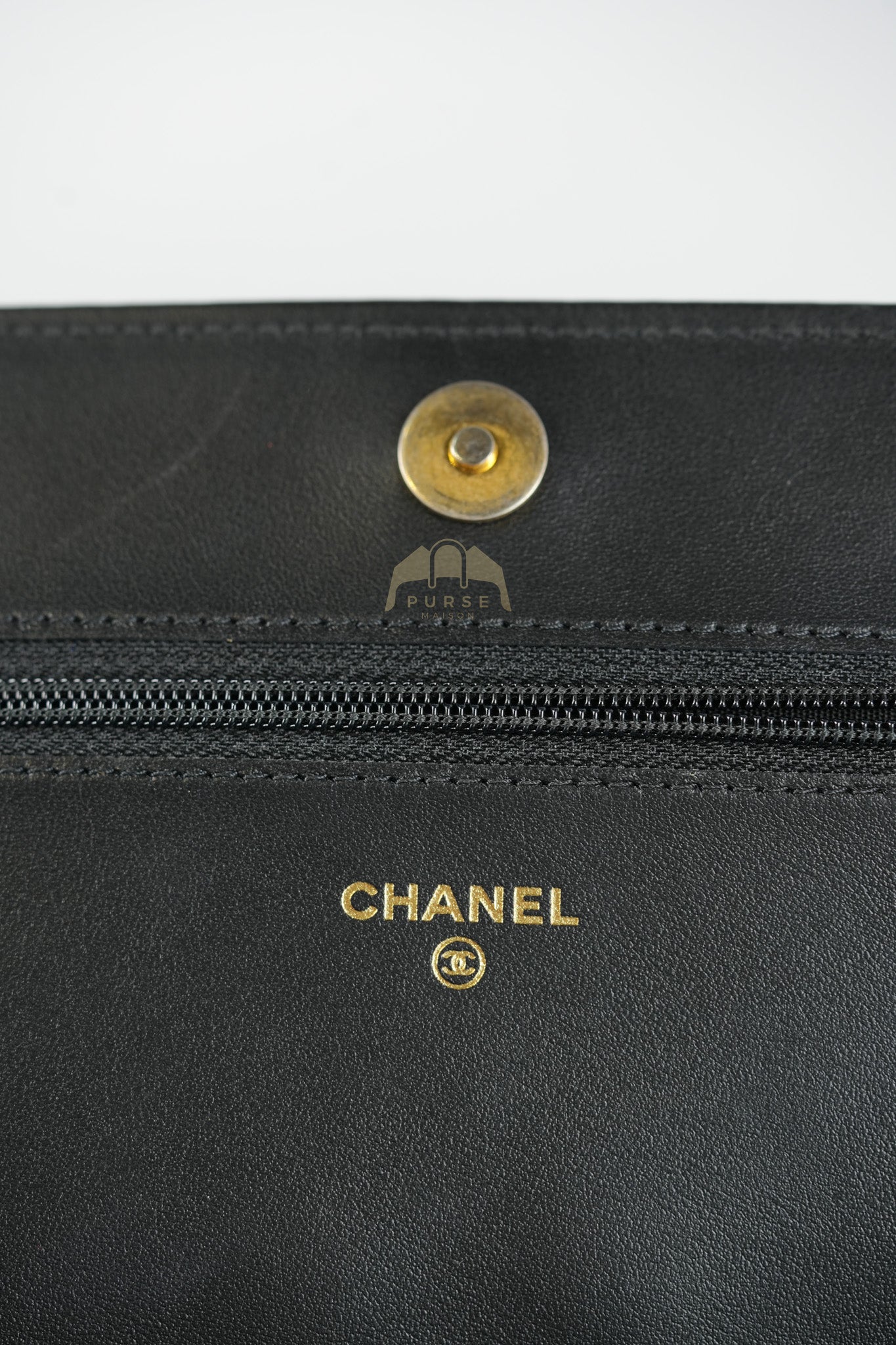 Boy Wallet on Chain in Black Quilted Caviar Leather & Gold Hardware Series 30 | Purse Maison Luxury Bags Shop