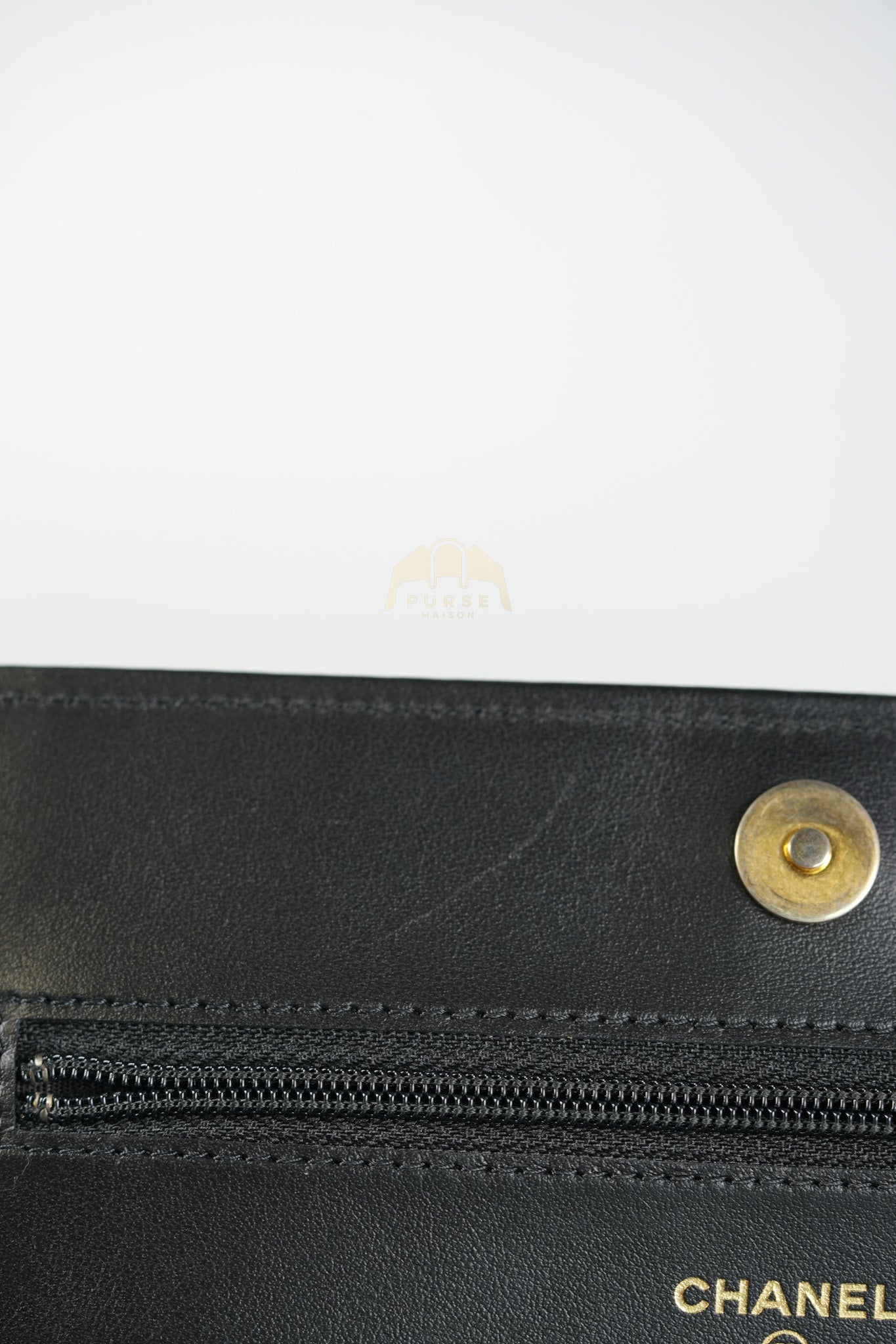 Boy Wallet on Chain in Black Quilted Caviar Leather & Gold Hardware Series 30 | Purse Maison Luxury Bags Shop