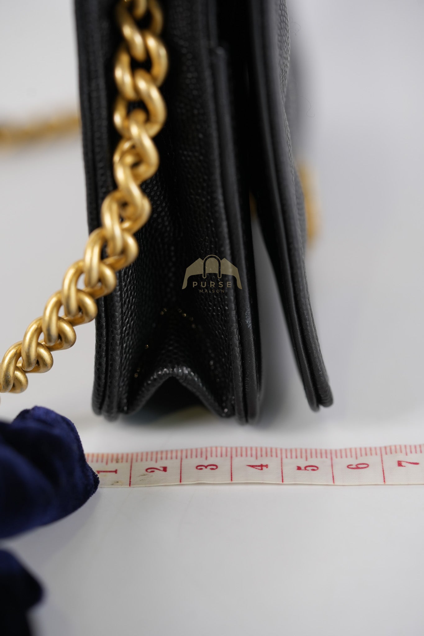 Boy Wallet on Chain in Black Quilted Caviar Leather & Gold Hardware Series 30 | Purse Maison Luxury Bags Shop