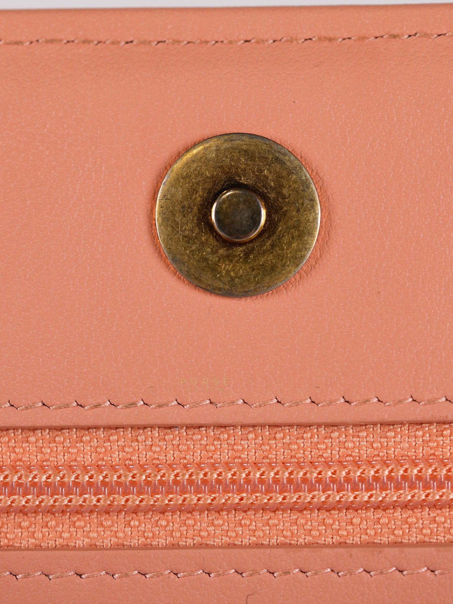 Boy Wallet On Chain in Light Pink Caviar Leather & Aged Gold Hardware (Series 27) | Purse Maison Luxury Bags Shop