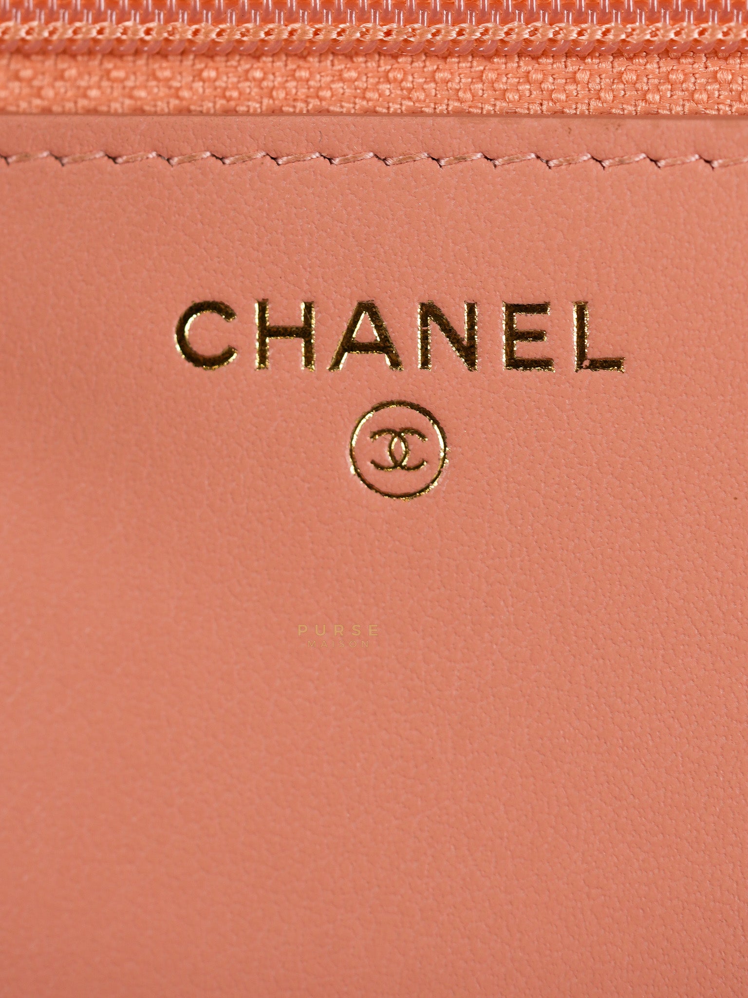 Boy Wallet On Chain in Light Pink Caviar Leather & Aged Gold Hardware (Series 27) | Purse Maison Luxury Bags Shop