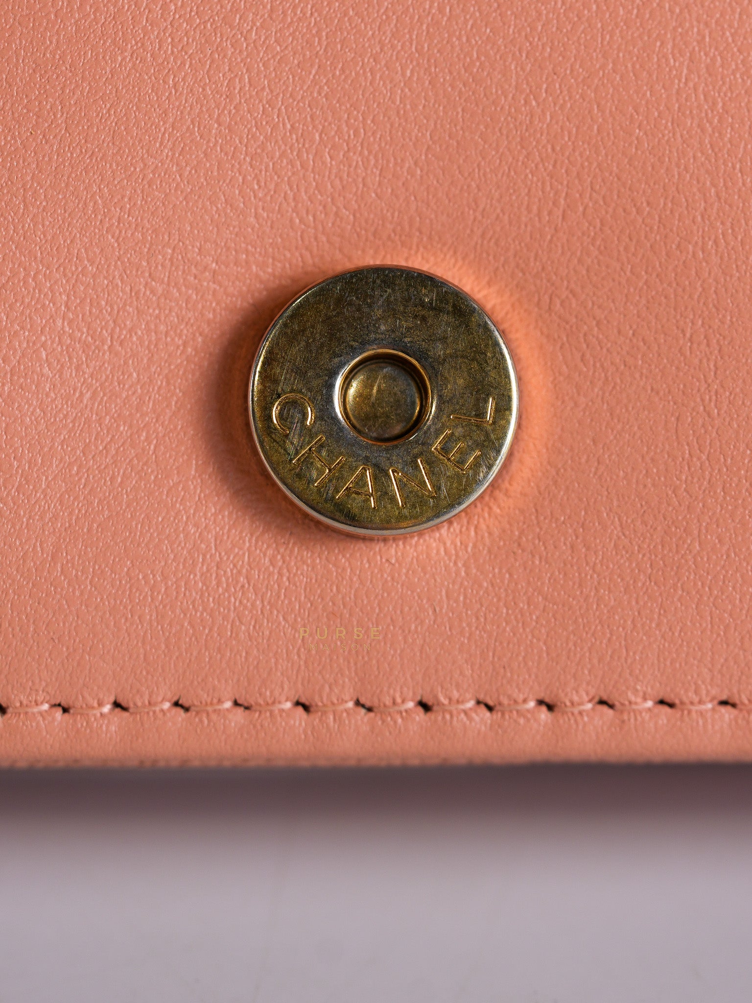 Boy Wallet On Chain in Light Pink Caviar Leather & Aged Gold Hardware (Series 27) | Purse Maison Luxury Bags Shop