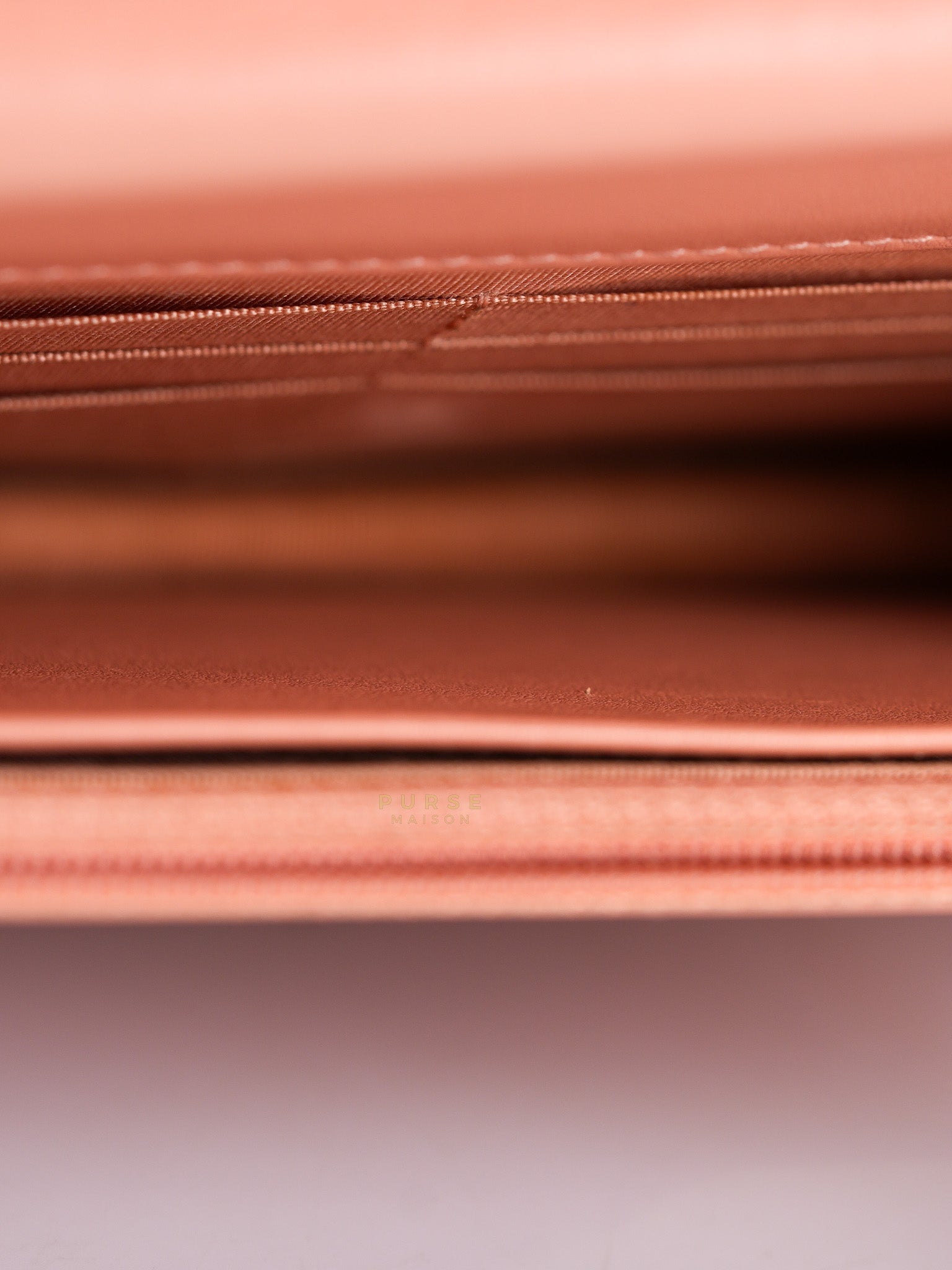 Boy Wallet On Chain in Light Pink Caviar Leather & Aged Gold Hardware (Series 27) | Purse Maison Luxury Bags Shop