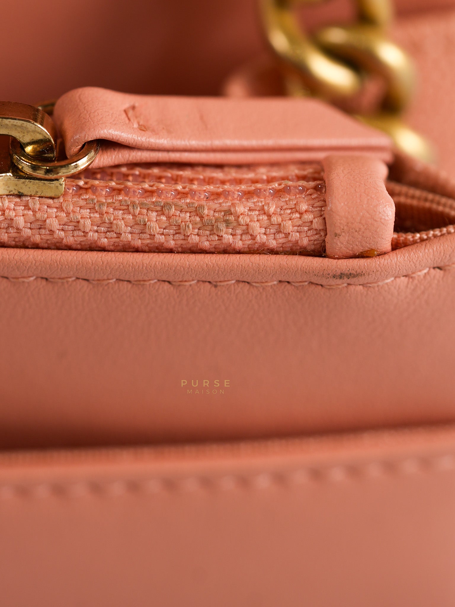 Boy Wallet On Chain in Light Pink Caviar Leather & Aged Gold Hardware (Series 27) | Purse Maison Luxury Bags Shop