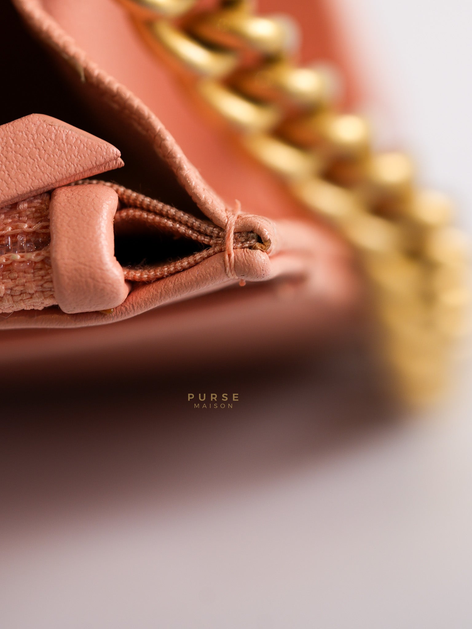 Boy Wallet On Chain in Light Pink Caviar Leather & Aged Gold Hardware (Series 27) | Purse Maison Luxury Bags Shop