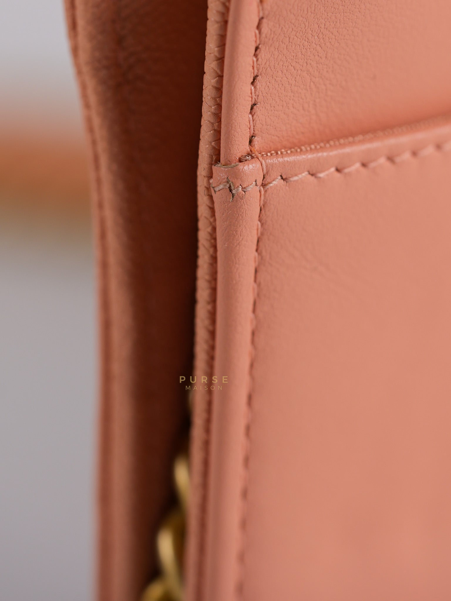 Boy Wallet On Chain in Light Pink Caviar Leather & Aged Gold Hardware (Series 27) | Purse Maison Luxury Bags Shop