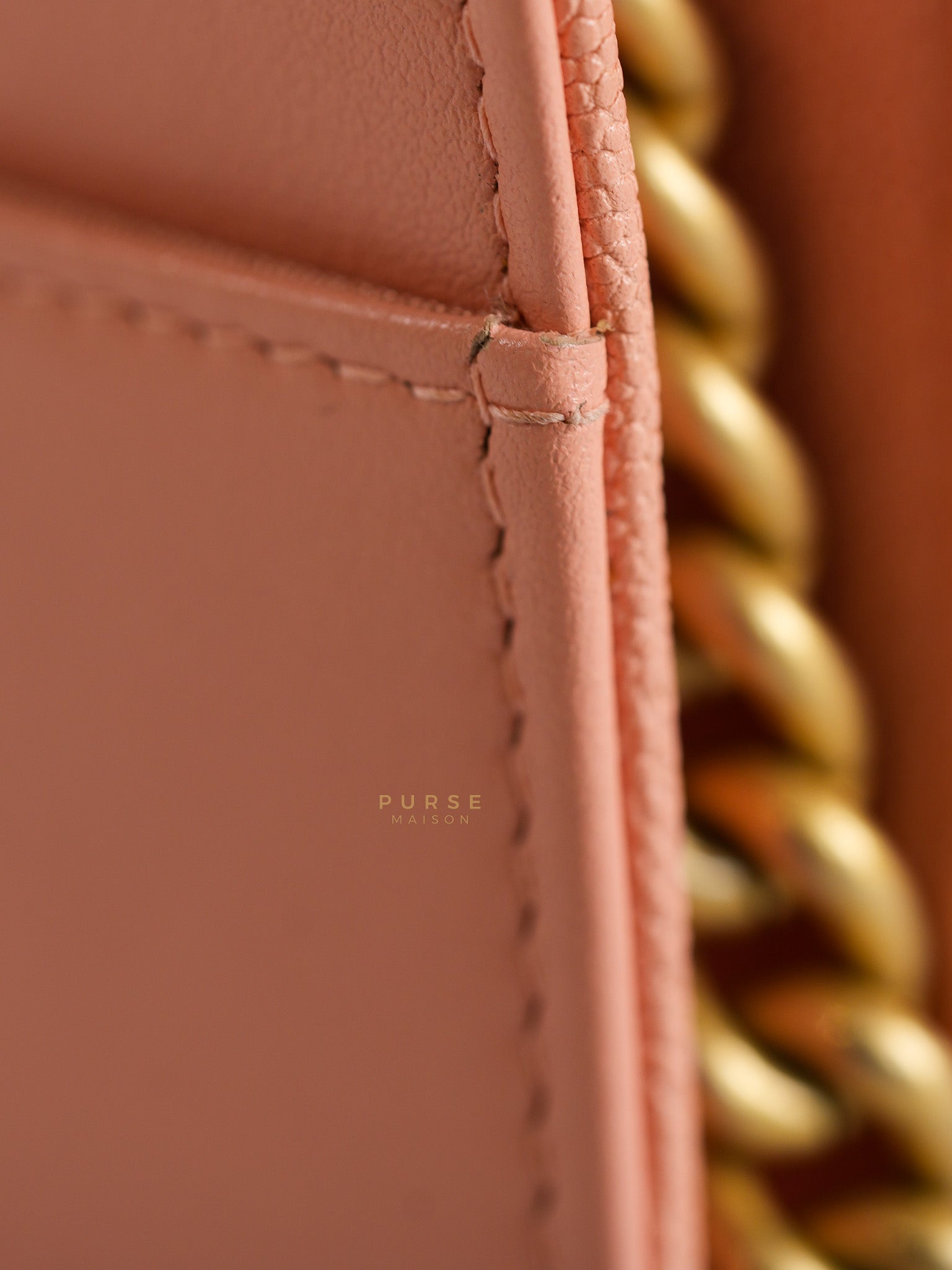 Boy Wallet On Chain in Light Pink Caviar Leather & Aged Gold Hardware (Series 27) | Purse Maison Luxury Bags Shop