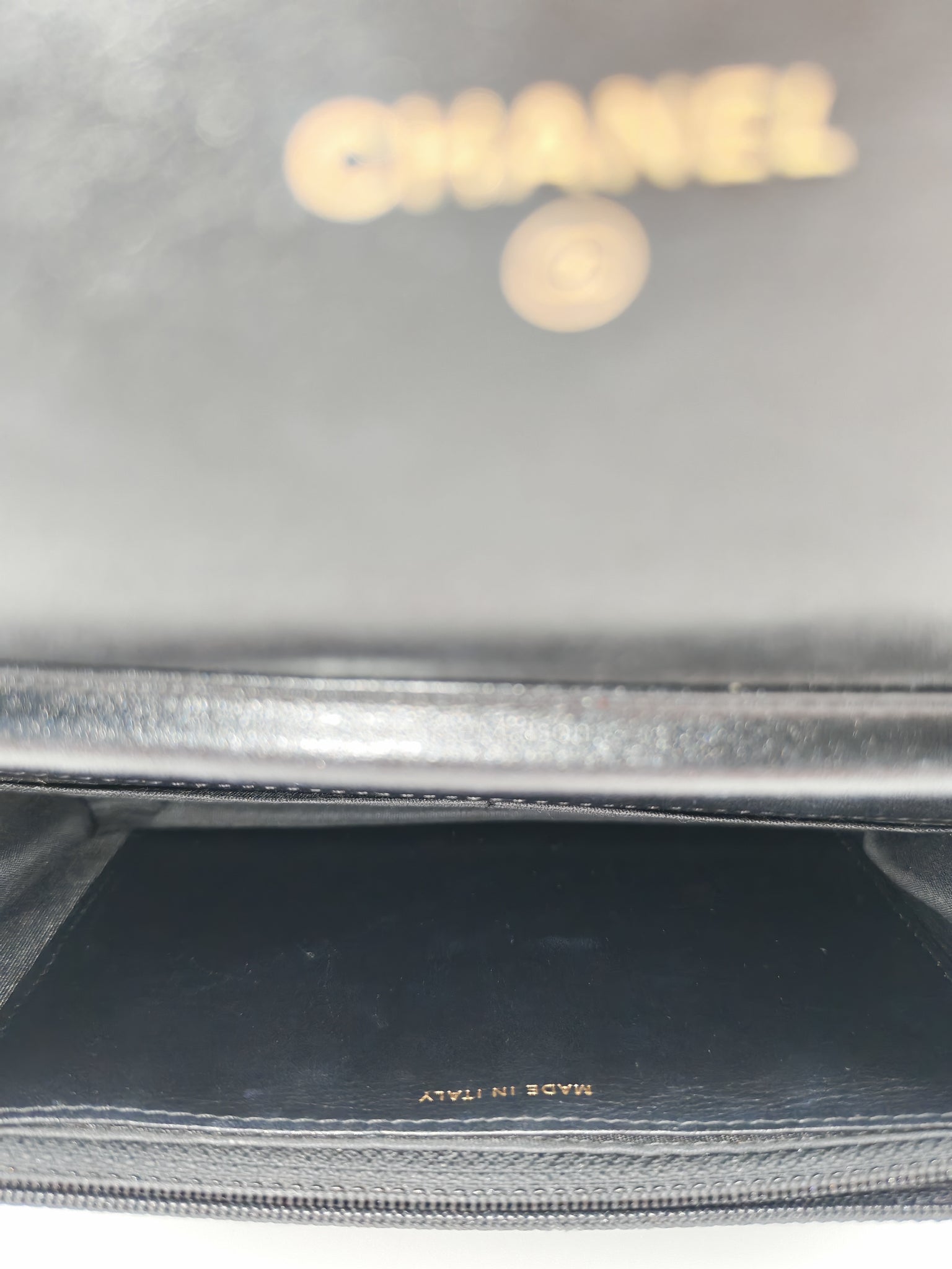 Boy Wallet On Chain (WOC) in Black Caviar Leather and Aged Gold Hardware Series 26 | Purse Maison Luxury Bags Shop
