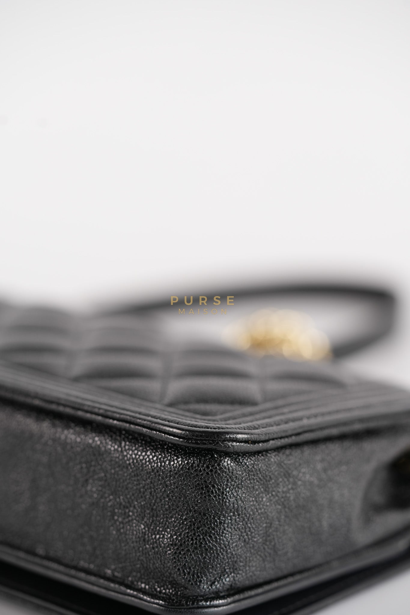 Boy Wallet on Chain (WOC) in Black Caviar Leather & Light Gold Hardware Series 28 | Purse Maison Luxury Bags Shop