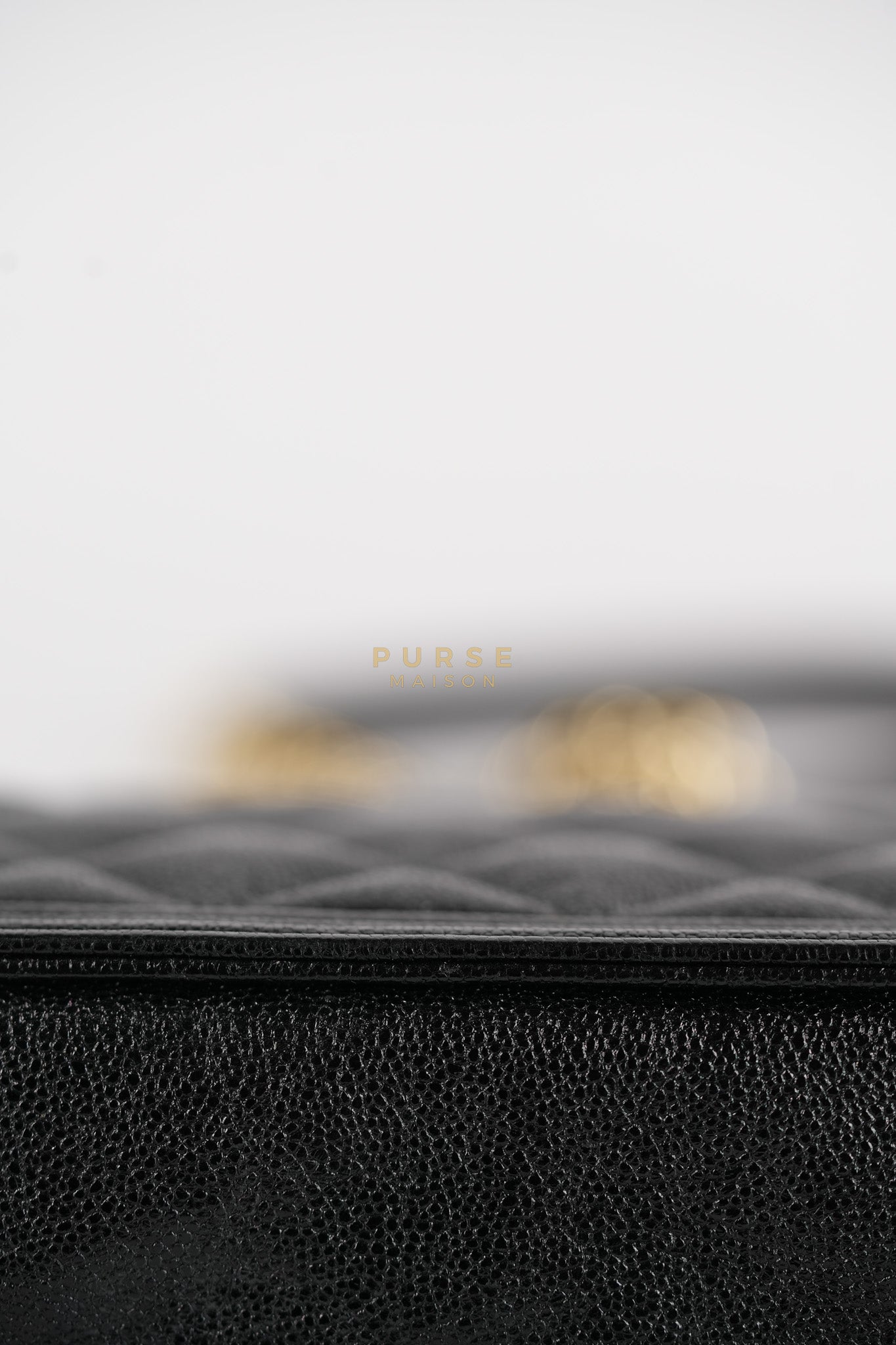 Boy Wallet on Chain (WOC) in Black Caviar Leather & Light Gold Hardware Series 28 | Purse Maison Luxury Bags Shop