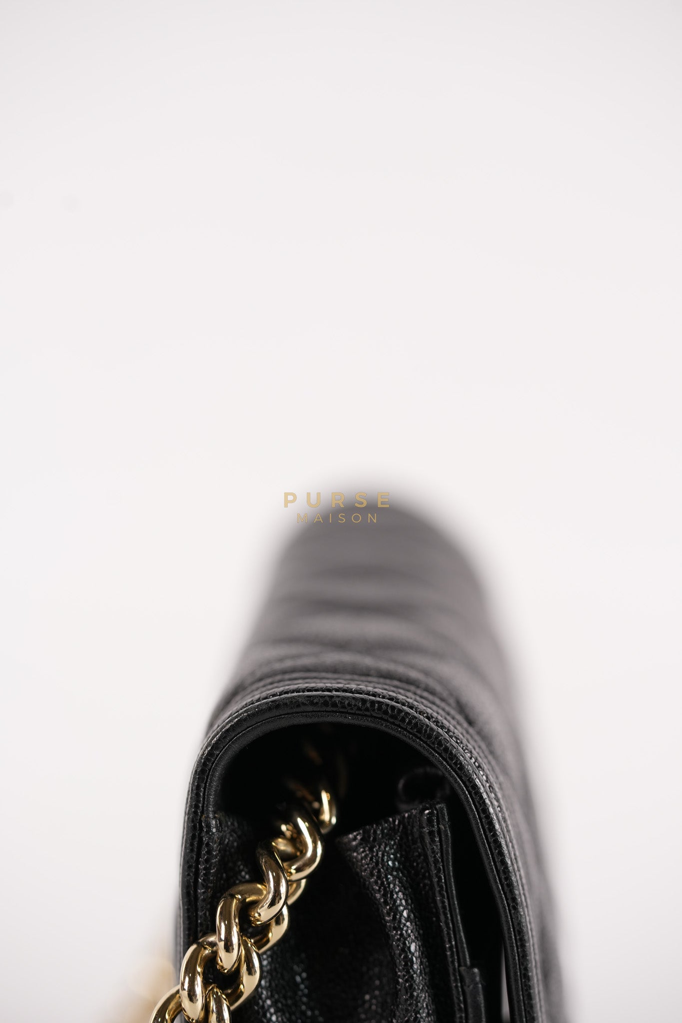 Boy Wallet on Chain (WOC) in Black Caviar Leather & Light Gold Hardware Series 28 | Purse Maison Luxury Bags Shop