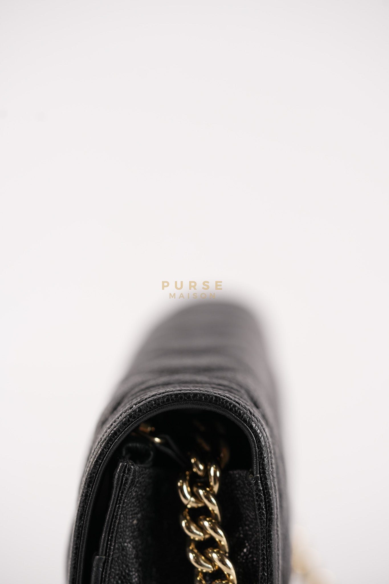 Boy Wallet on Chain (WOC) in Black Caviar Leather & Light Gold Hardware Series 28 | Purse Maison Luxury Bags Shop