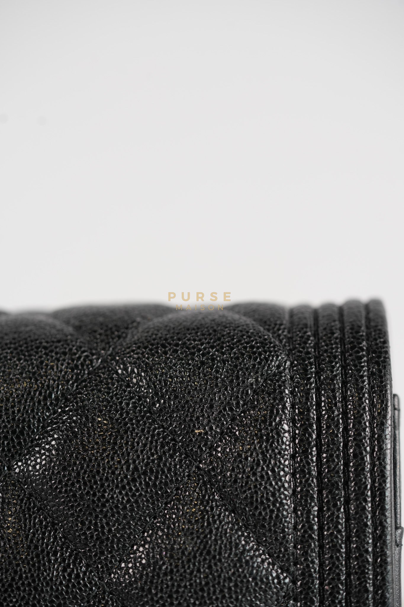 Boy Wallet on Chain (WOC) in Black Caviar Leather & Light Gold Hardware Series 28 | Purse Maison Luxury Bags Shop