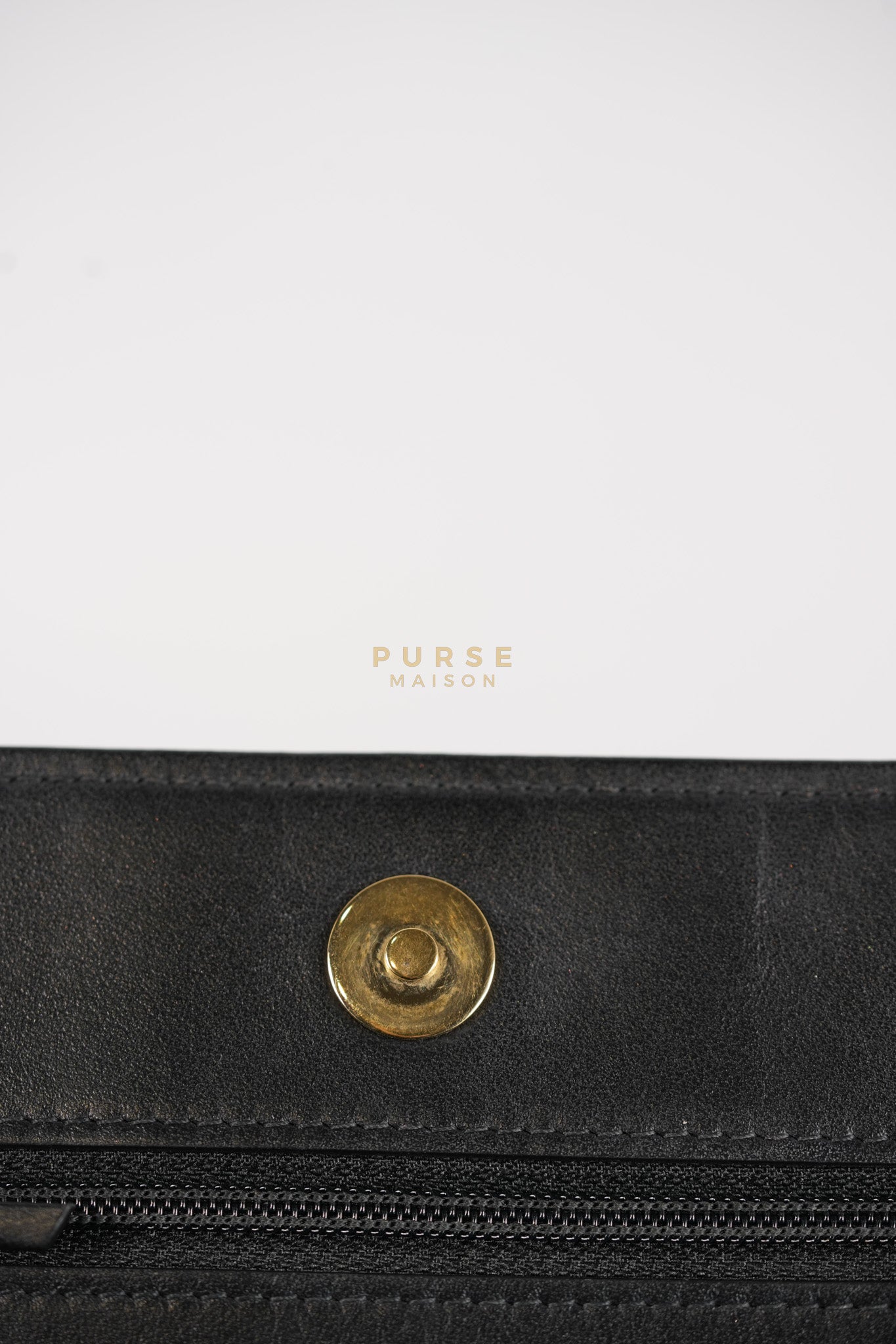 Boy Wallet on Chain (WOC) in Black Caviar Leather & Light Gold Hardware Series 28 | Purse Maison Luxury Bags Shop