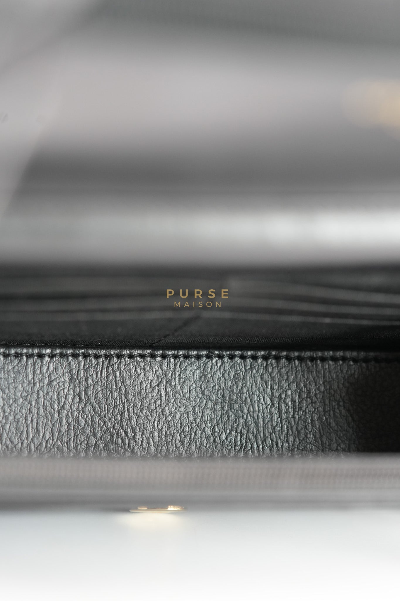 Boy Wallet on Chain (WOC) in Black Caviar Leather & Light Gold Hardware Series 28 | Purse Maison Luxury Bags Shop